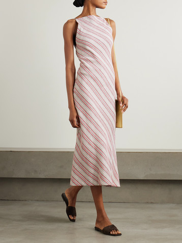 Faithfull Lison open-back striped linen and cotton-blend midi dress