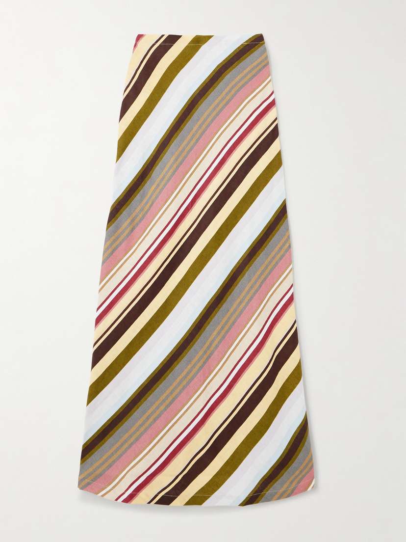 Faithfull Elise Striped Linen Midi Skirt