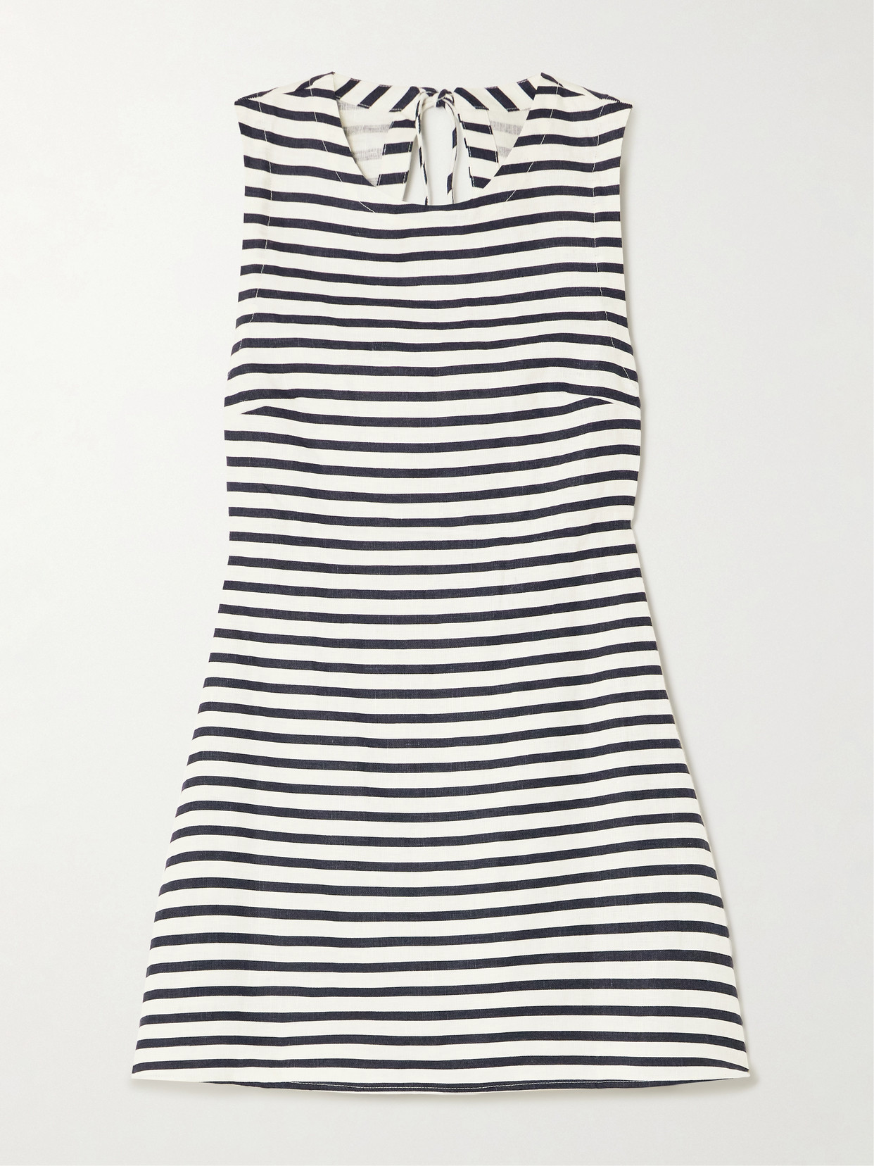 Faithfull Julia Open-back Striped Linen Mini Dress In Blue