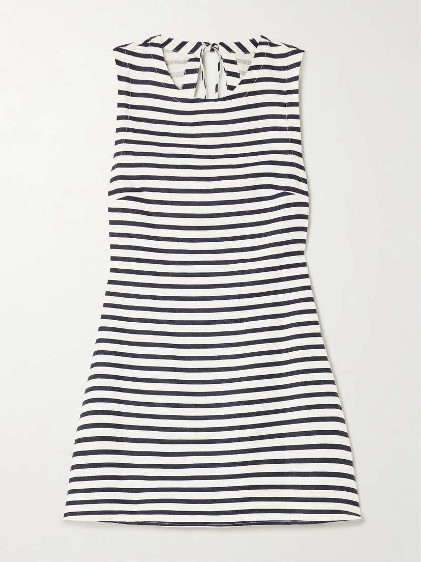 Faithfull Julia Open-back Striped Linen Mini Dress