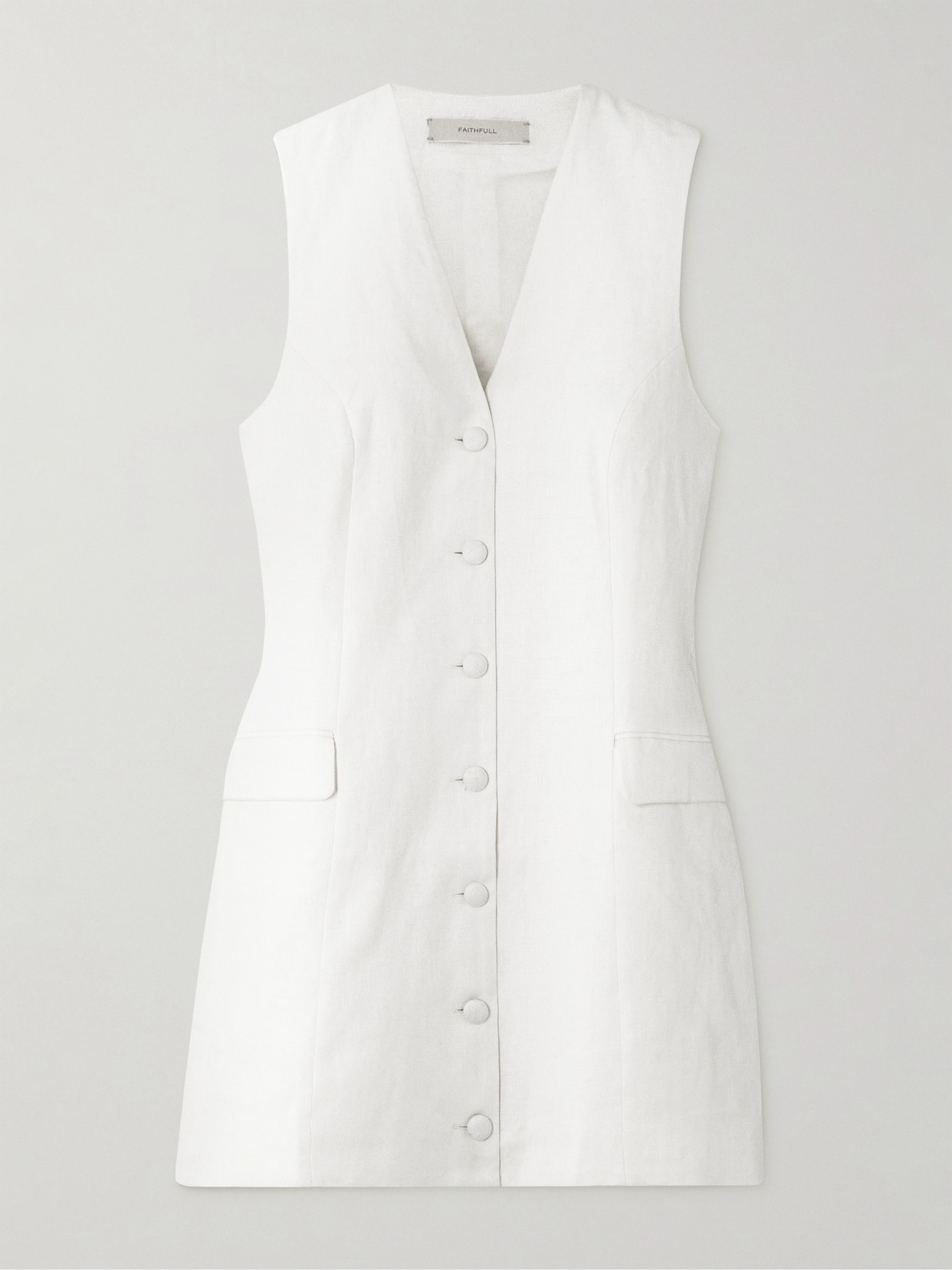 Faithfull Eloise Sleeveless Linen Mini Dress In White