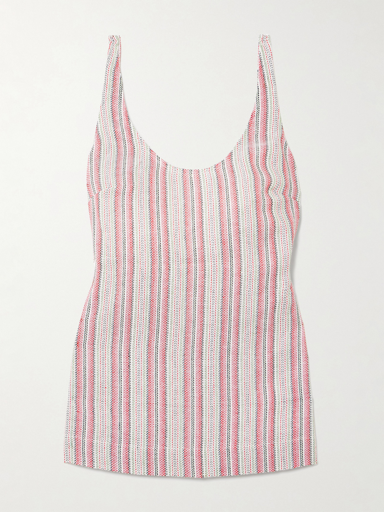 Faithfull Var Open-back Striped Linen And Cotton-blend Tank In Pink