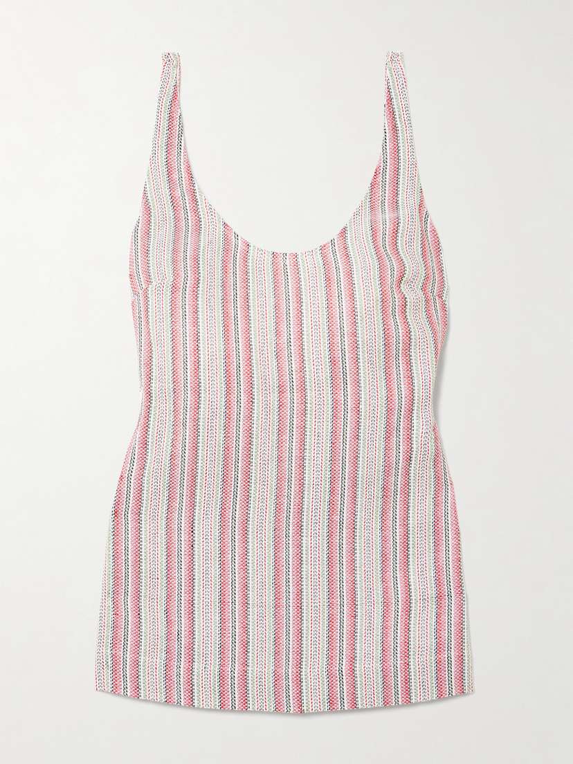 Faithfull Var Open-back Striped Linen And Cotton-blend Tank