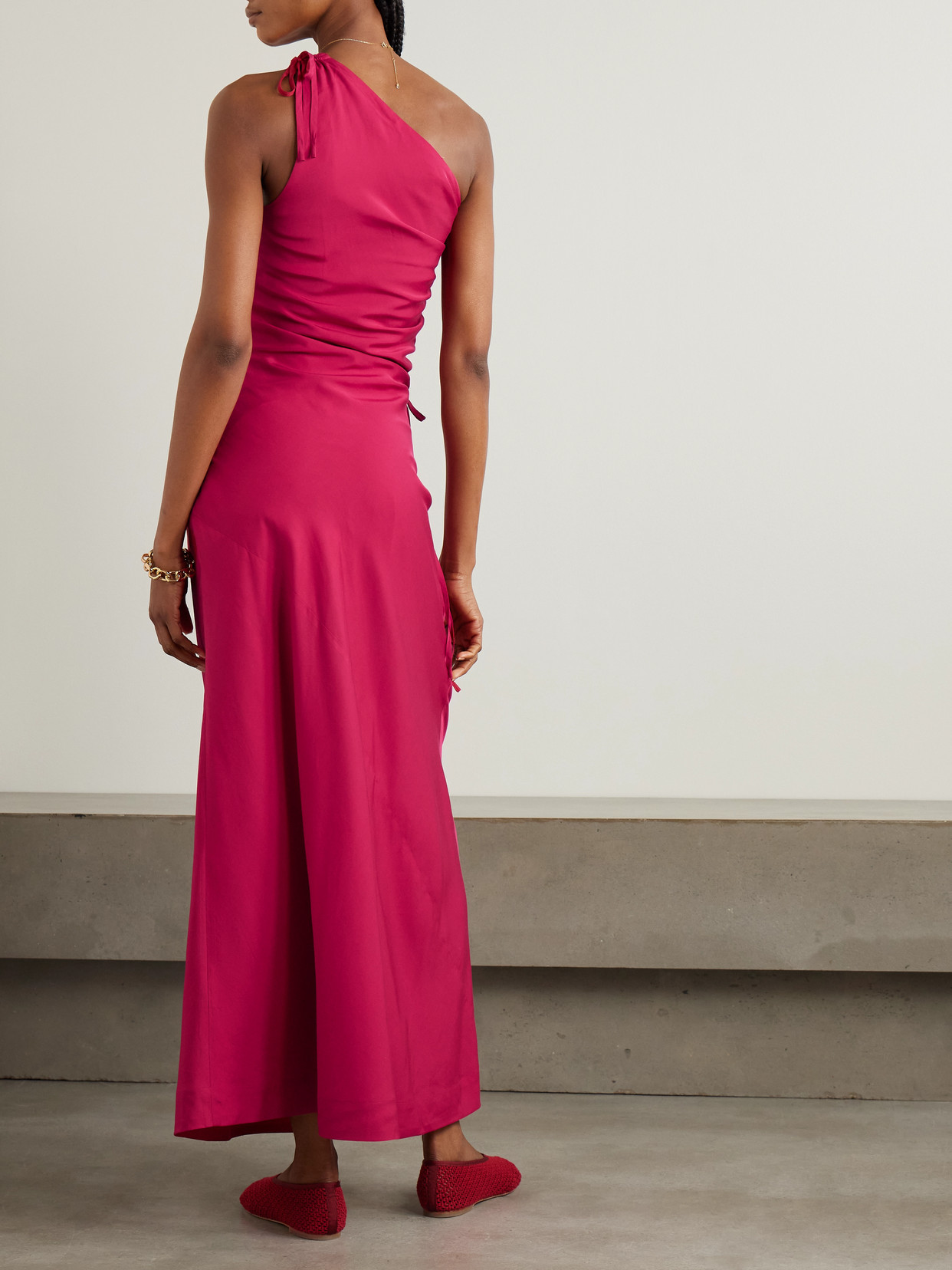 Faithfull Laureles One-shoulder Ruched Tencel™ Lyocell Maxi Dress