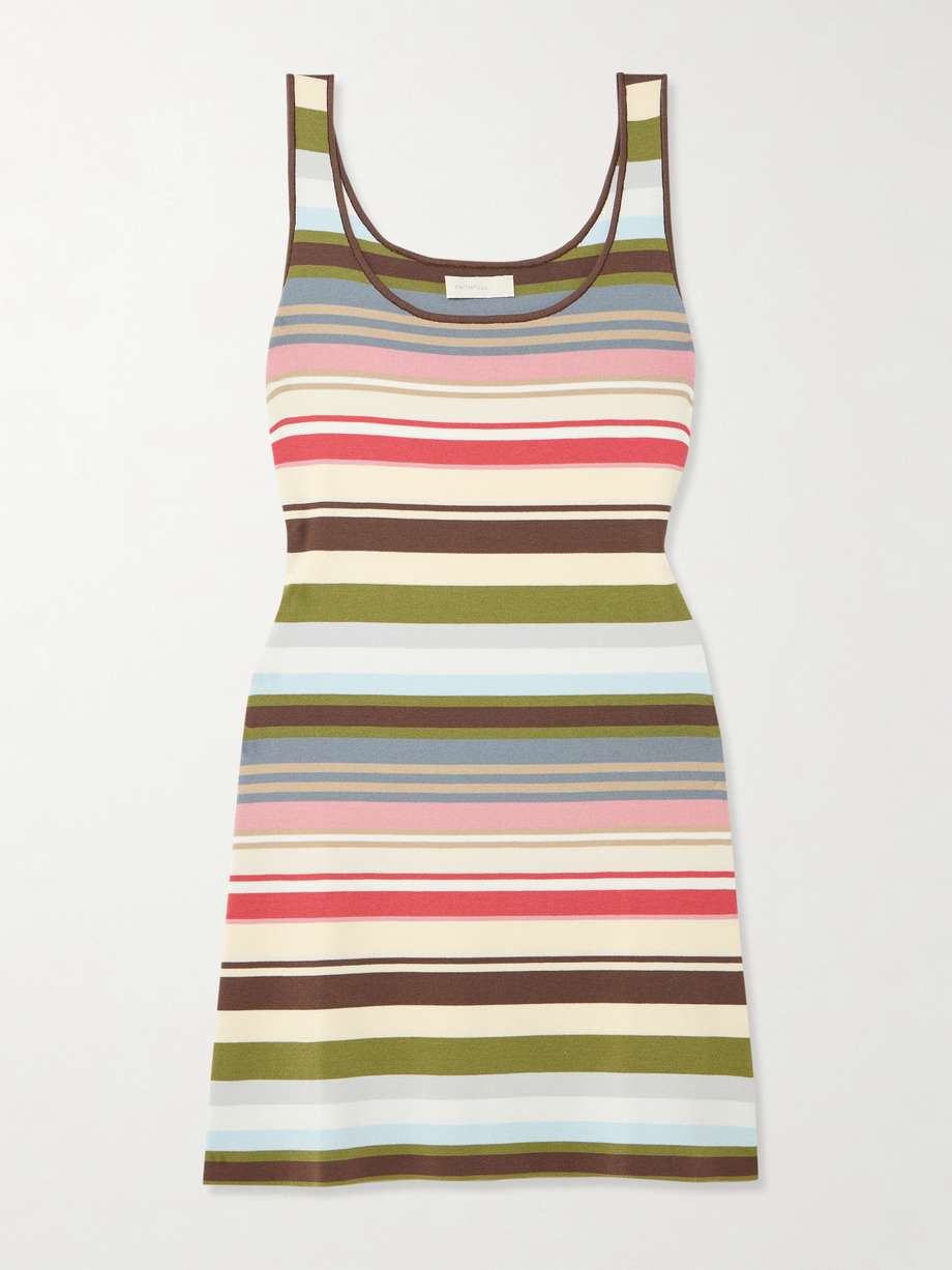 enya striped cotton-blend mini dress