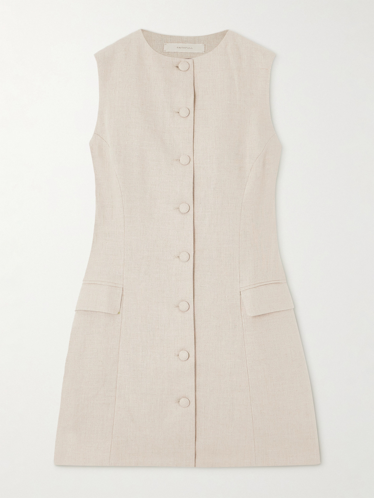 Faithfull Jane Linen Mini Dress In Ecru