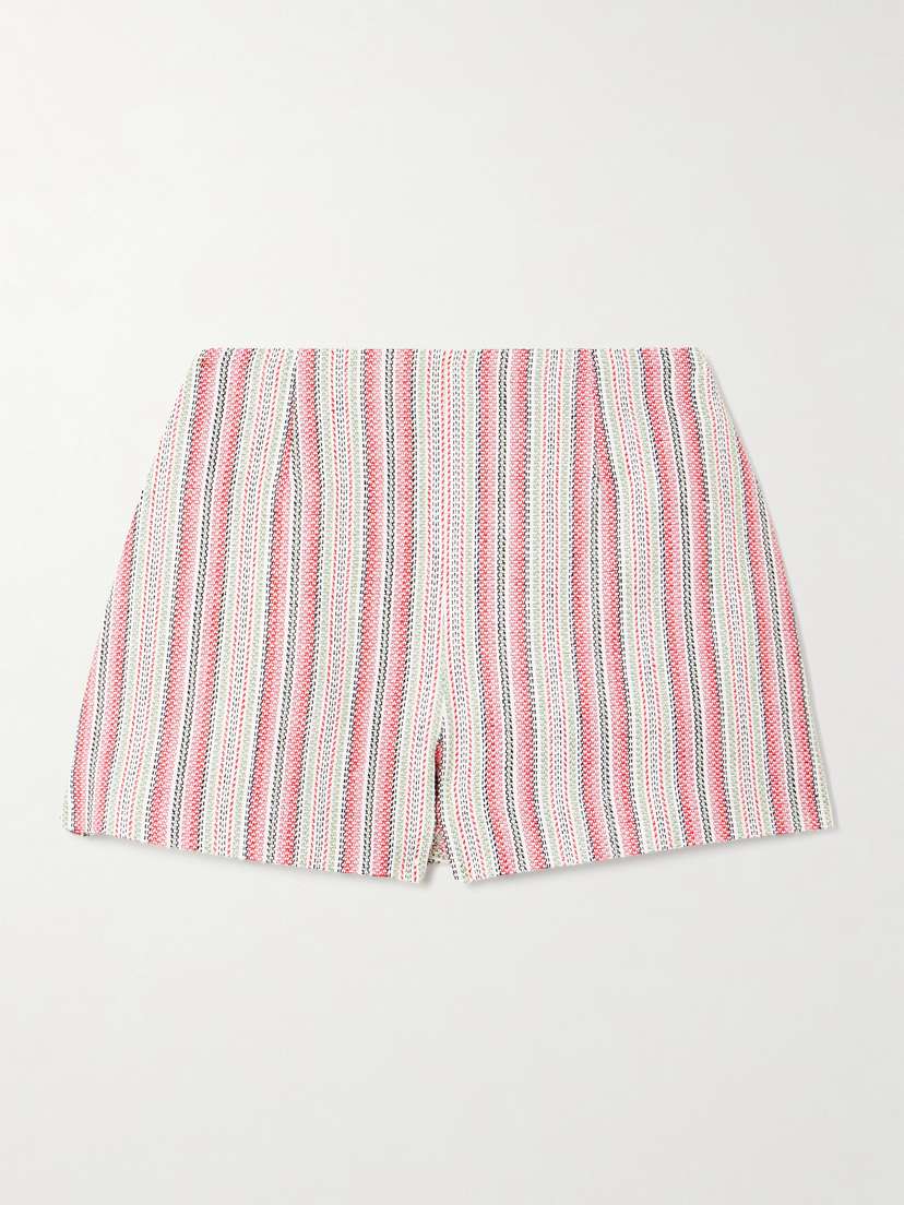 Faithfull Luda Striped Linen And Cotton-blend Shorts