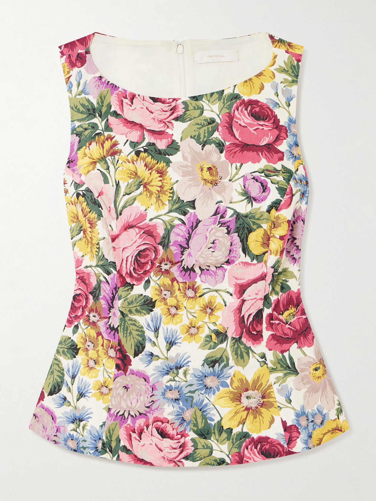 Faithfull Ana Floral-print Linen Top In Pink