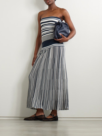 Faithfull Citara striped knitted cotton-blend maxi skirt