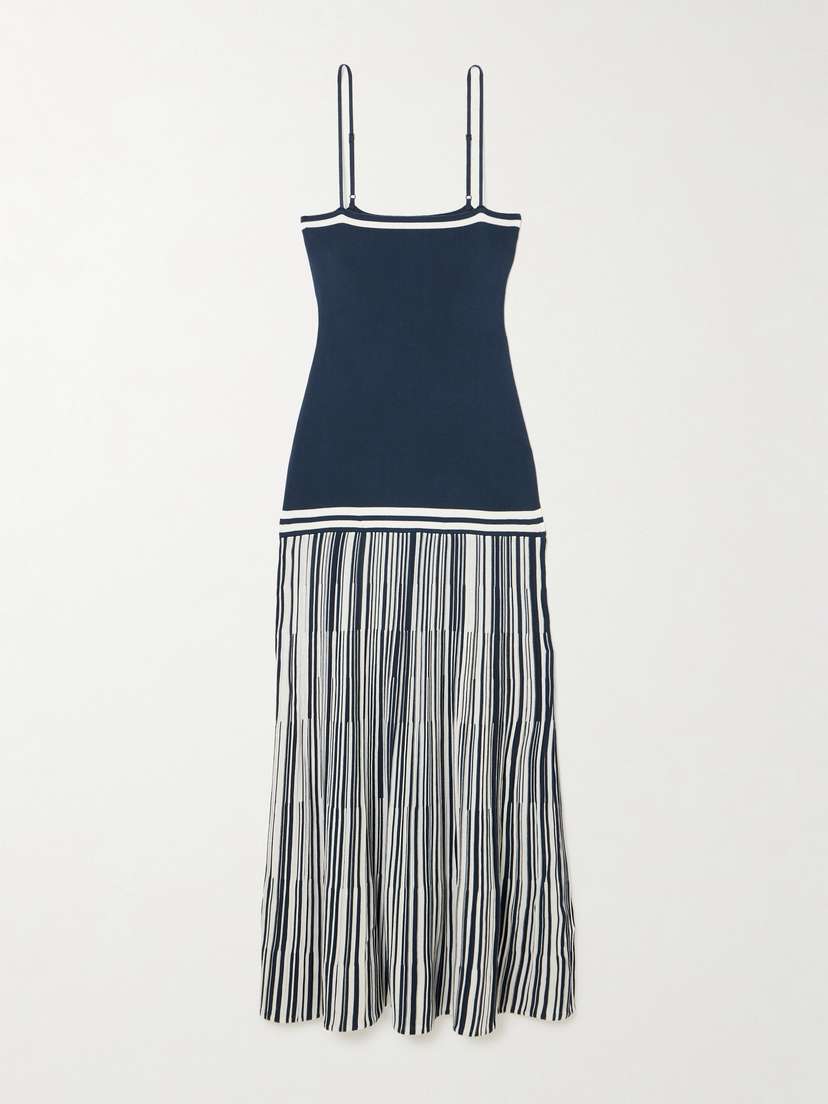 Faithfull Esenia Pleated Striped Knitted Maxi Dress
