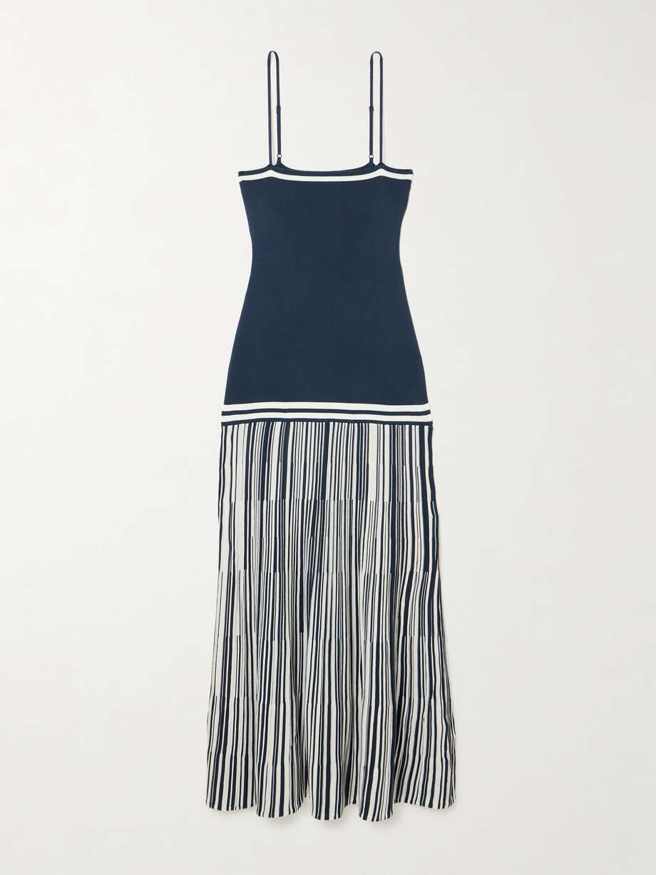 esenia pleated striped knitted maxi dress