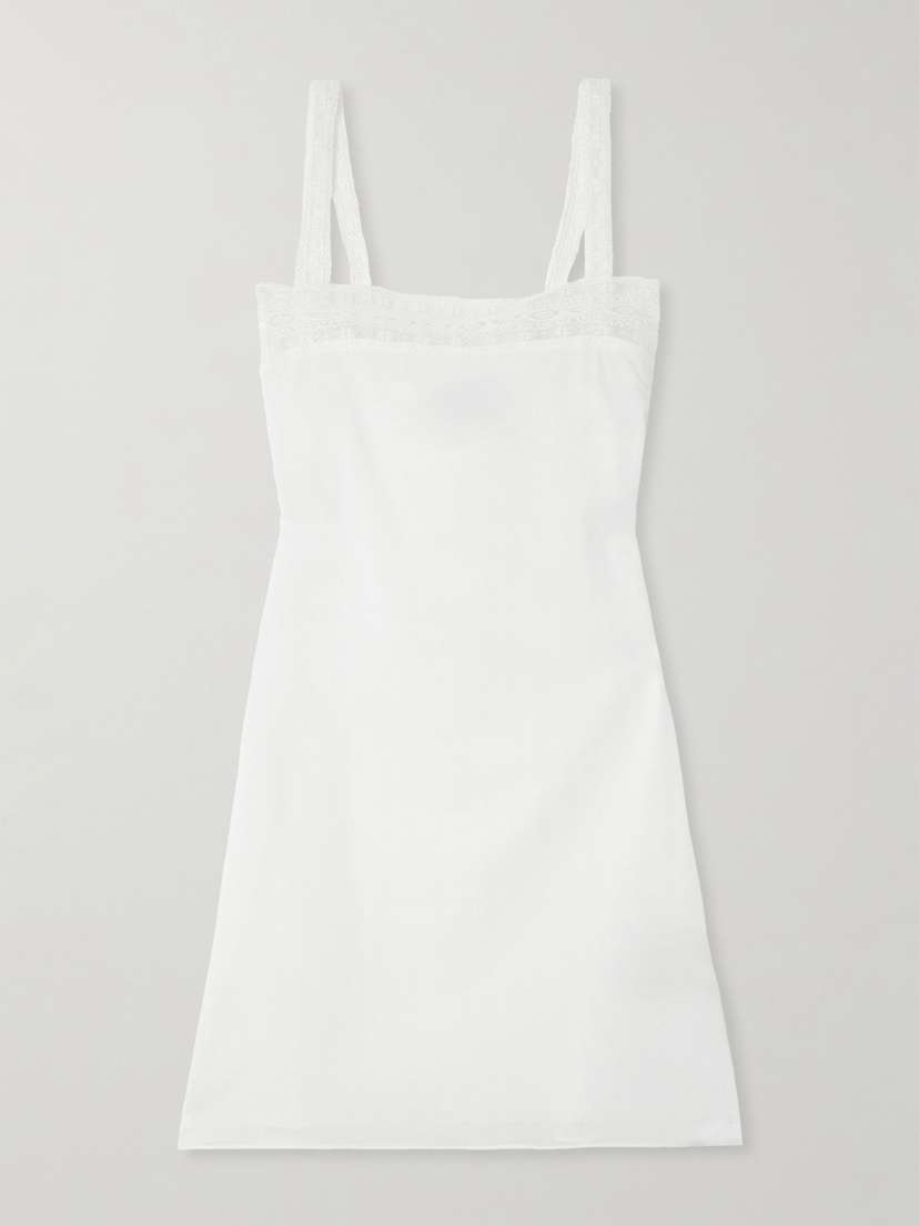 Faithfull Lace-trimmed Cotton-poplin Mini Dress
