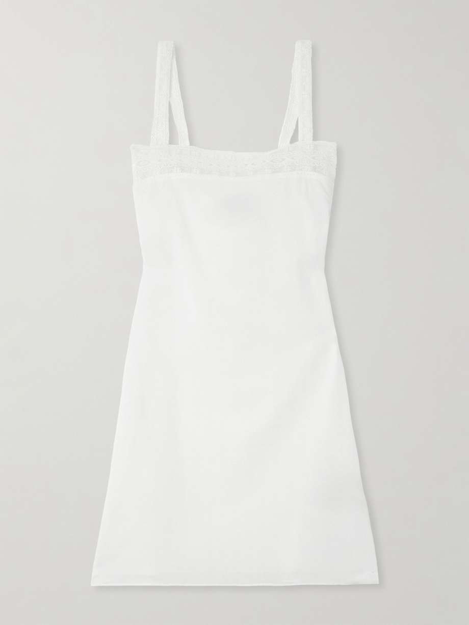 lace-trimmed cotton-poplin mini dress