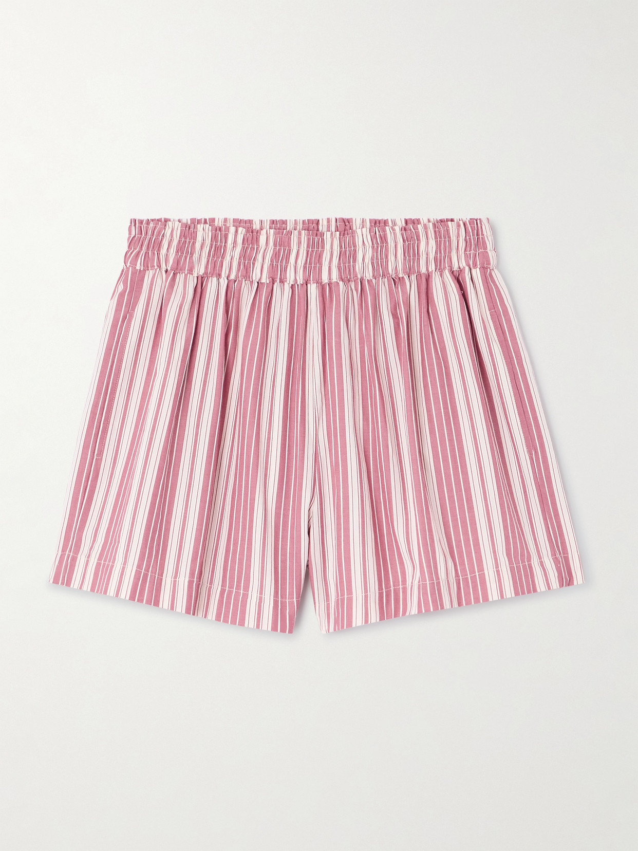 Faithfull Elva Striped Cotton Shorts In Pink