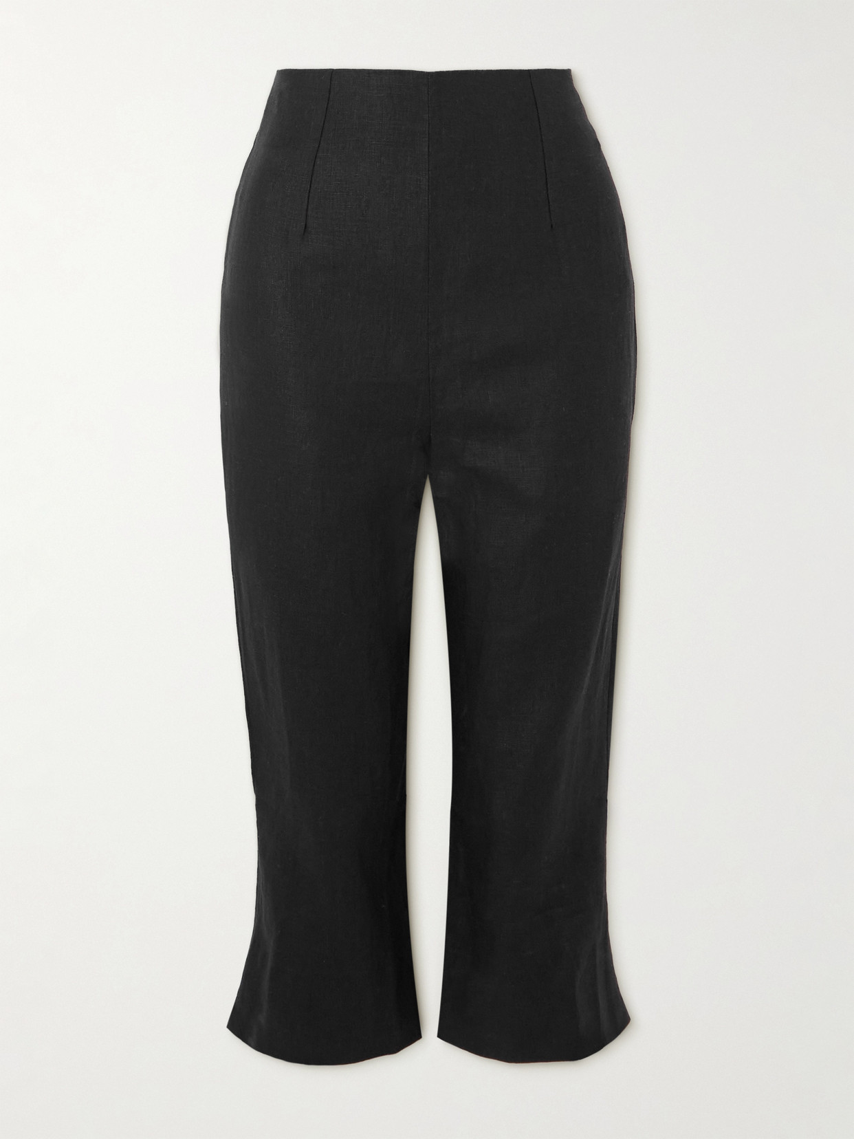 Faithfull Capri Cropped Linen Slim-leg Pants In Black