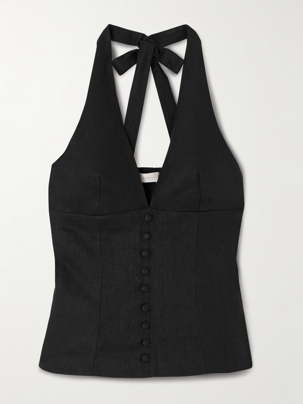 Faithfull - Marie Linen Halterneck Top - Black