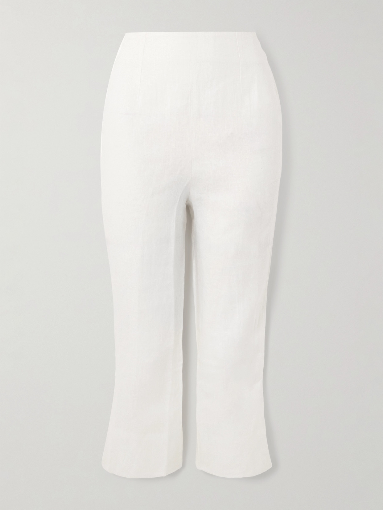 Faithfull Capri Cropped Linen Slim-fit Pants In Ivory
