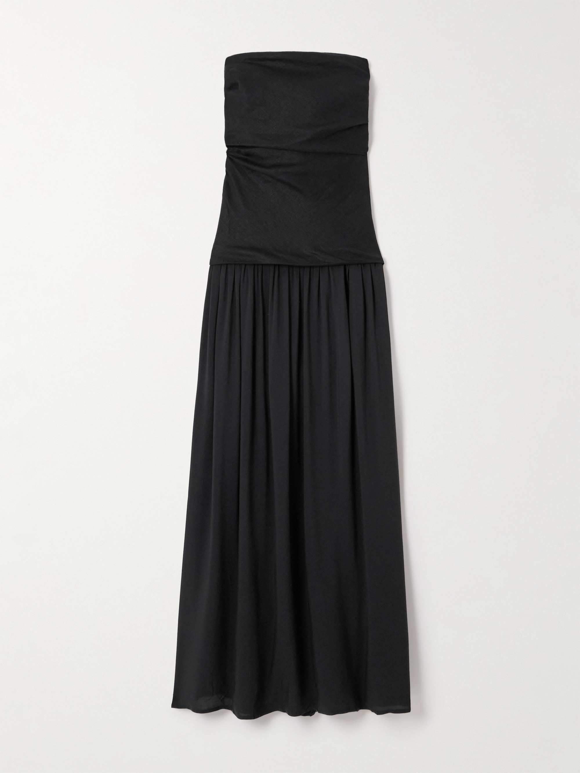 Faithfull Hedy strapless gathered linen and voile maxi dress thumbnail