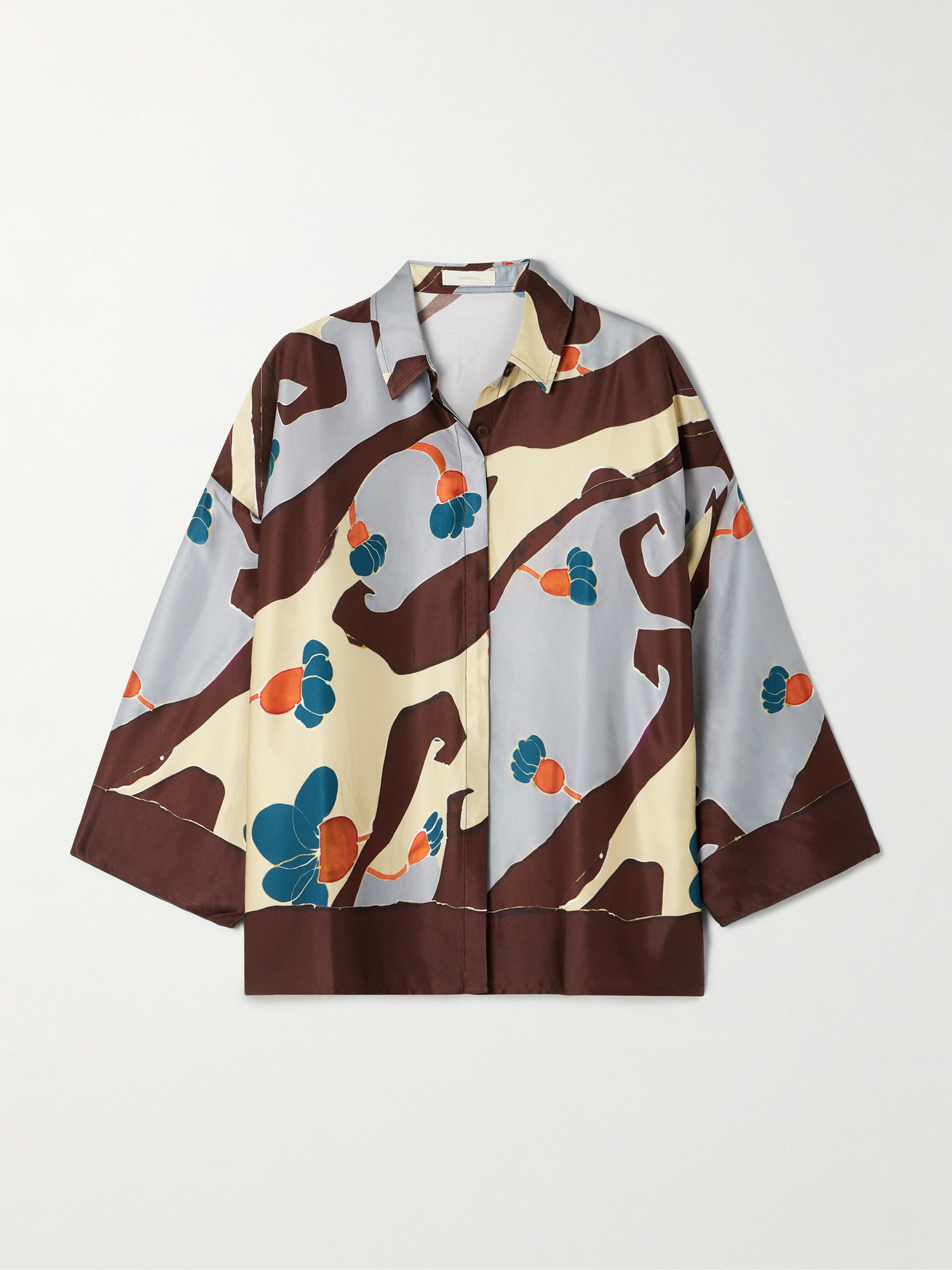 Faithfull Karys Printed Satin Shirt In Brown