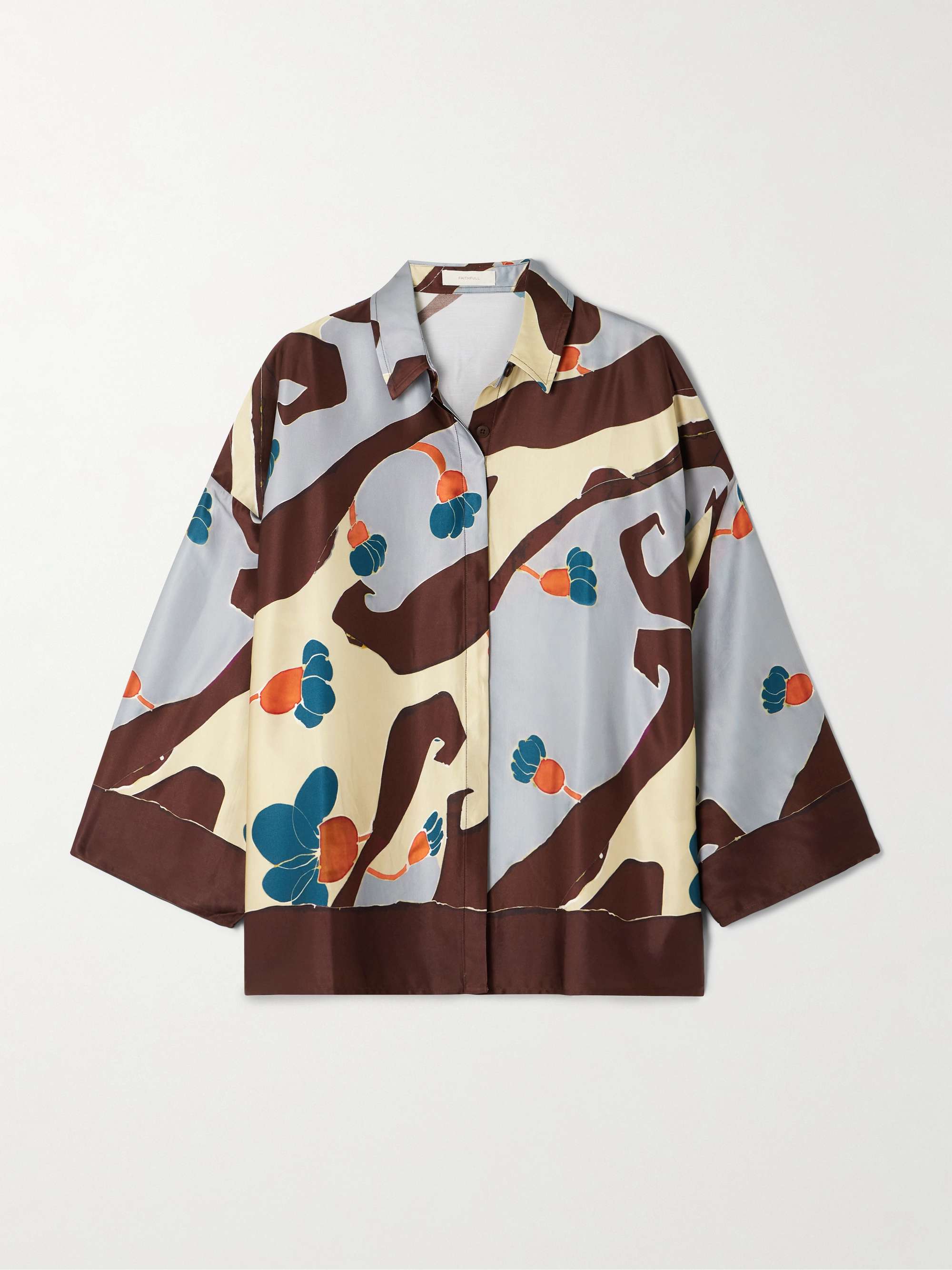 Karys printed satin shirt - chocolate - One Size