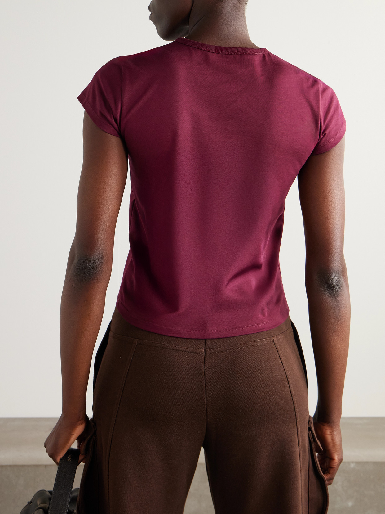 Attico Bordeauc Cotton T-shirt With Embroidered Logo In Burgundy