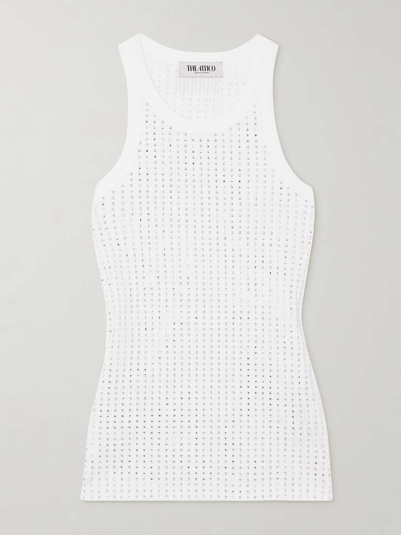 The Attico Crystal-embellished Cotton Tank Top
