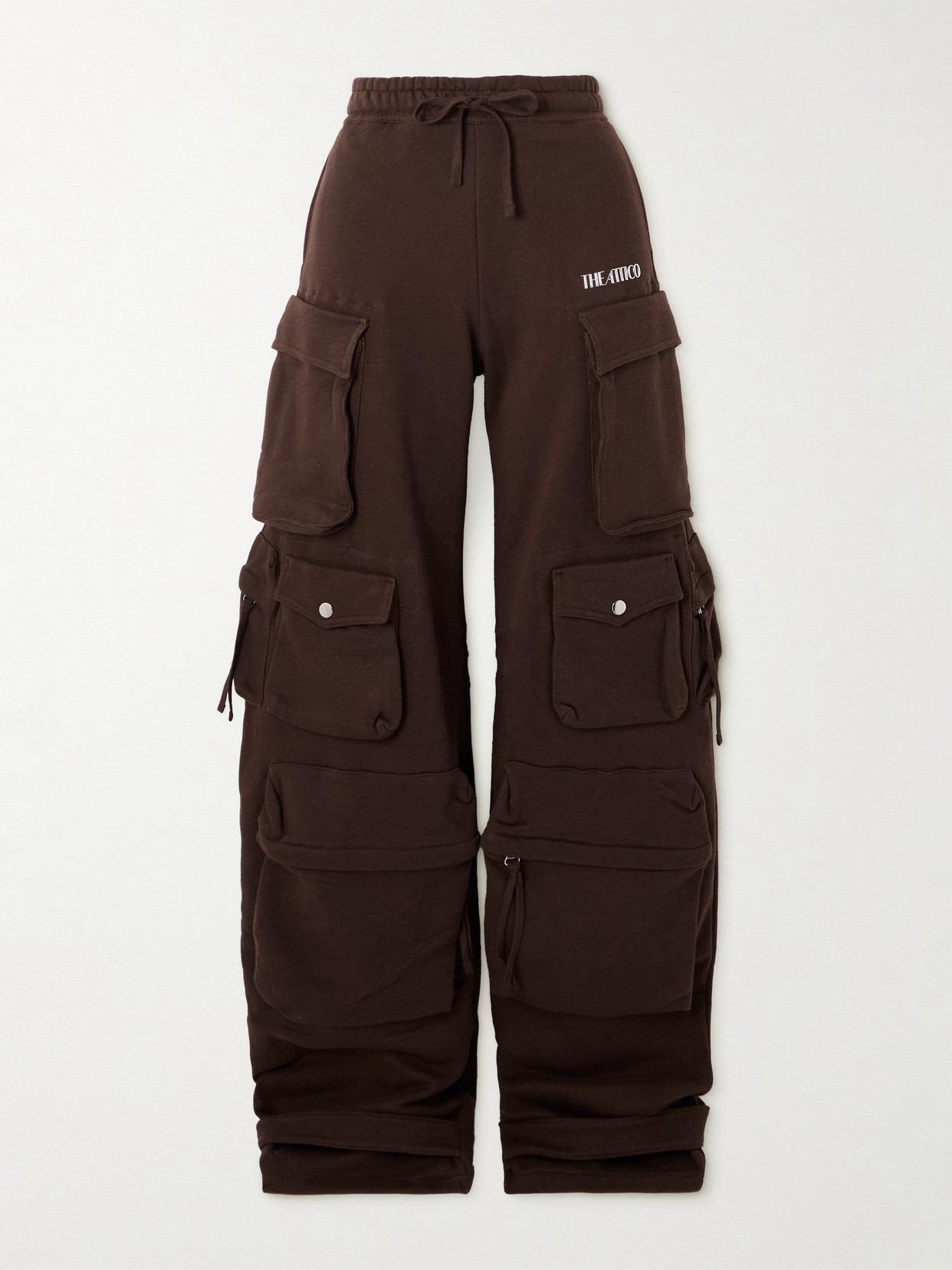 Attico Appliquéd Stretch-cotton Jersey Wide-leg Cargo Pants