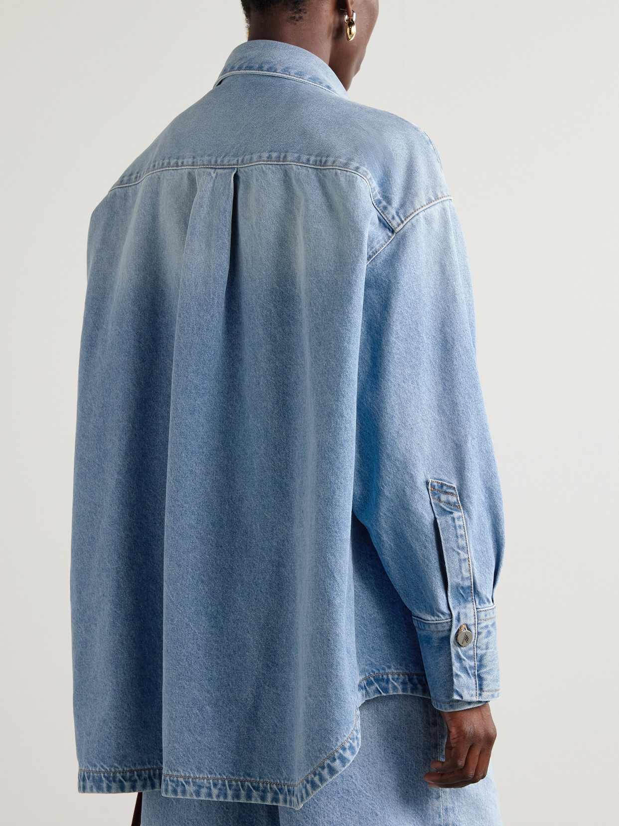 Attico Oversized Embroidered Denim Shirt