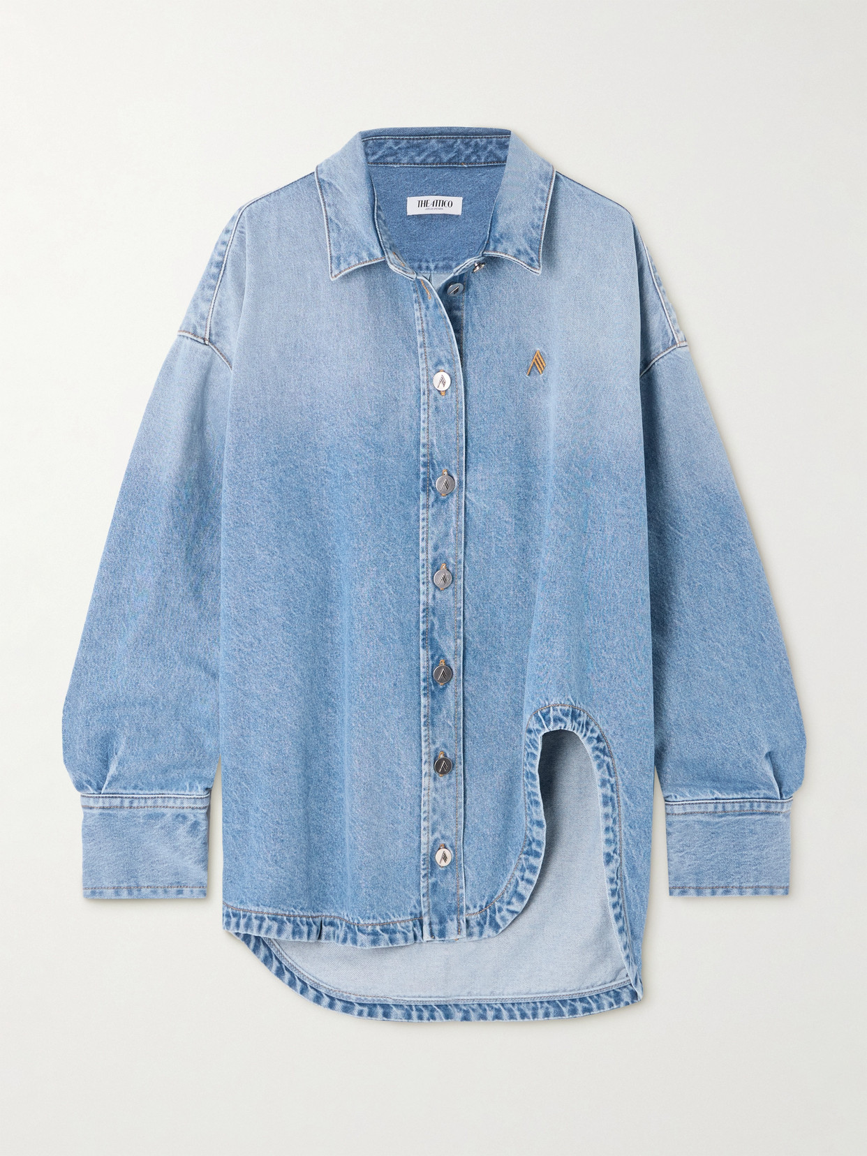 Attico Oversized Embroidered Denim Shirt