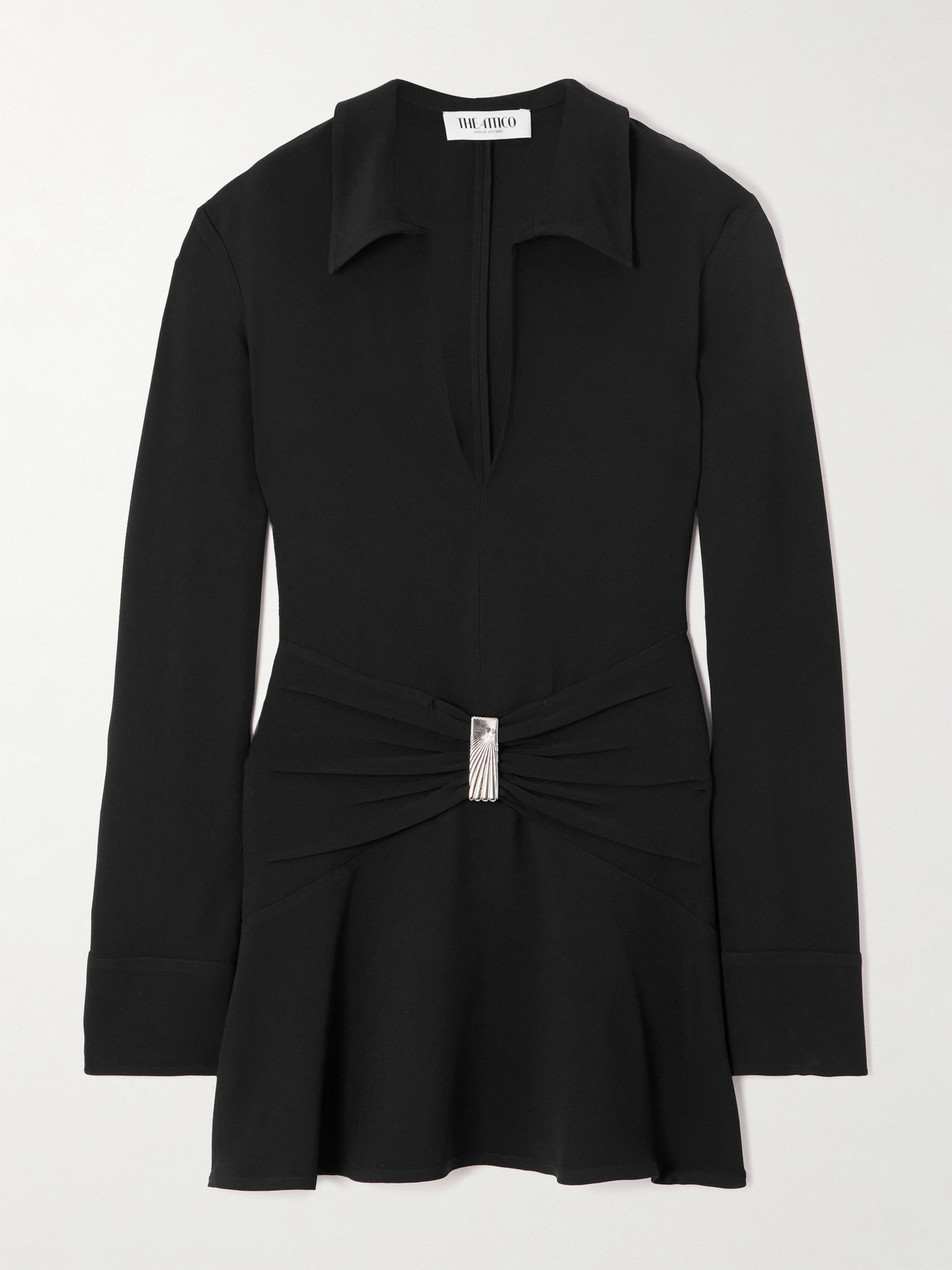Attico Embellished Gathered Crepe Mini Dress