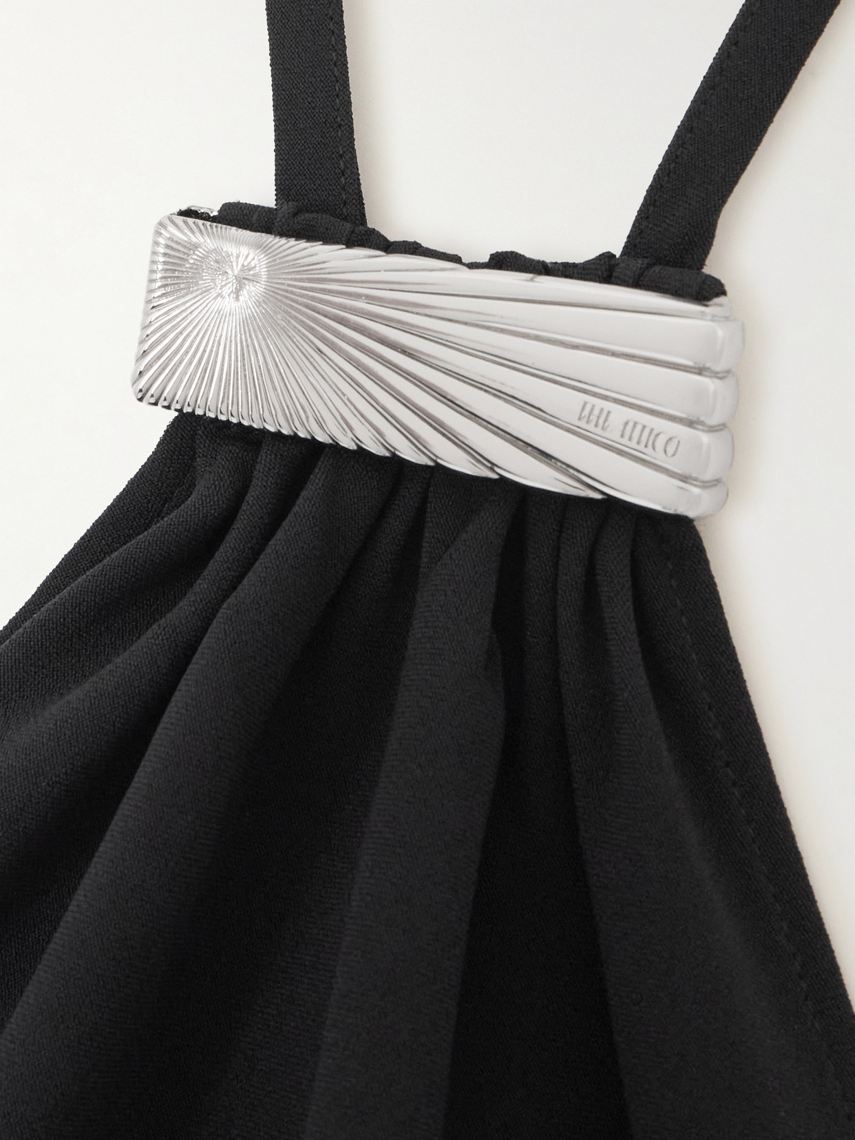 Attico Halter Neck Sleeveless Midi Dress With Side Slit In Black