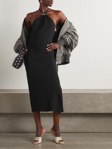 THE ATTICO Halterneck crepe midi dress