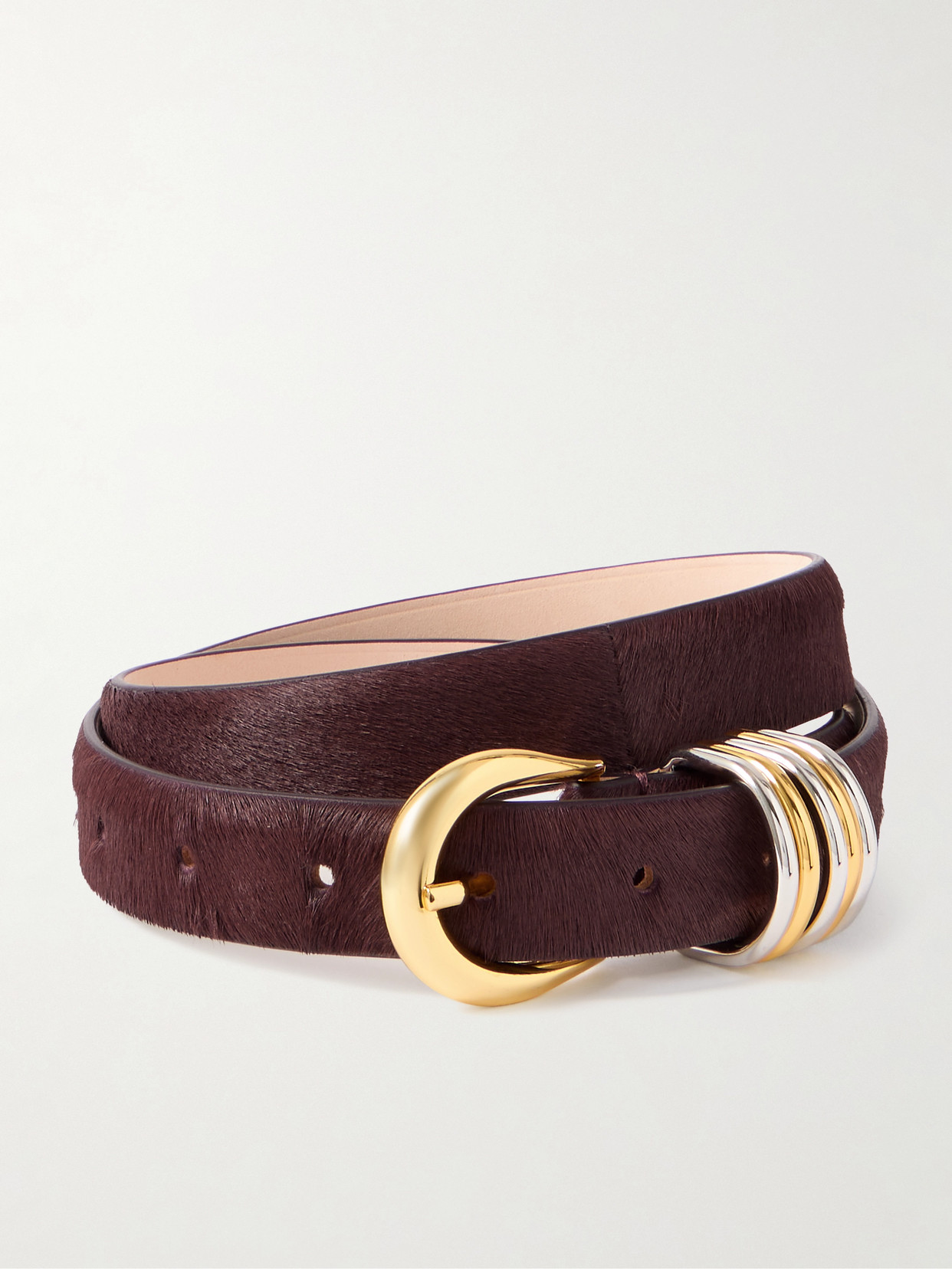 Dehanche Hollyhock Embellished Calf Hair Belt In Brown