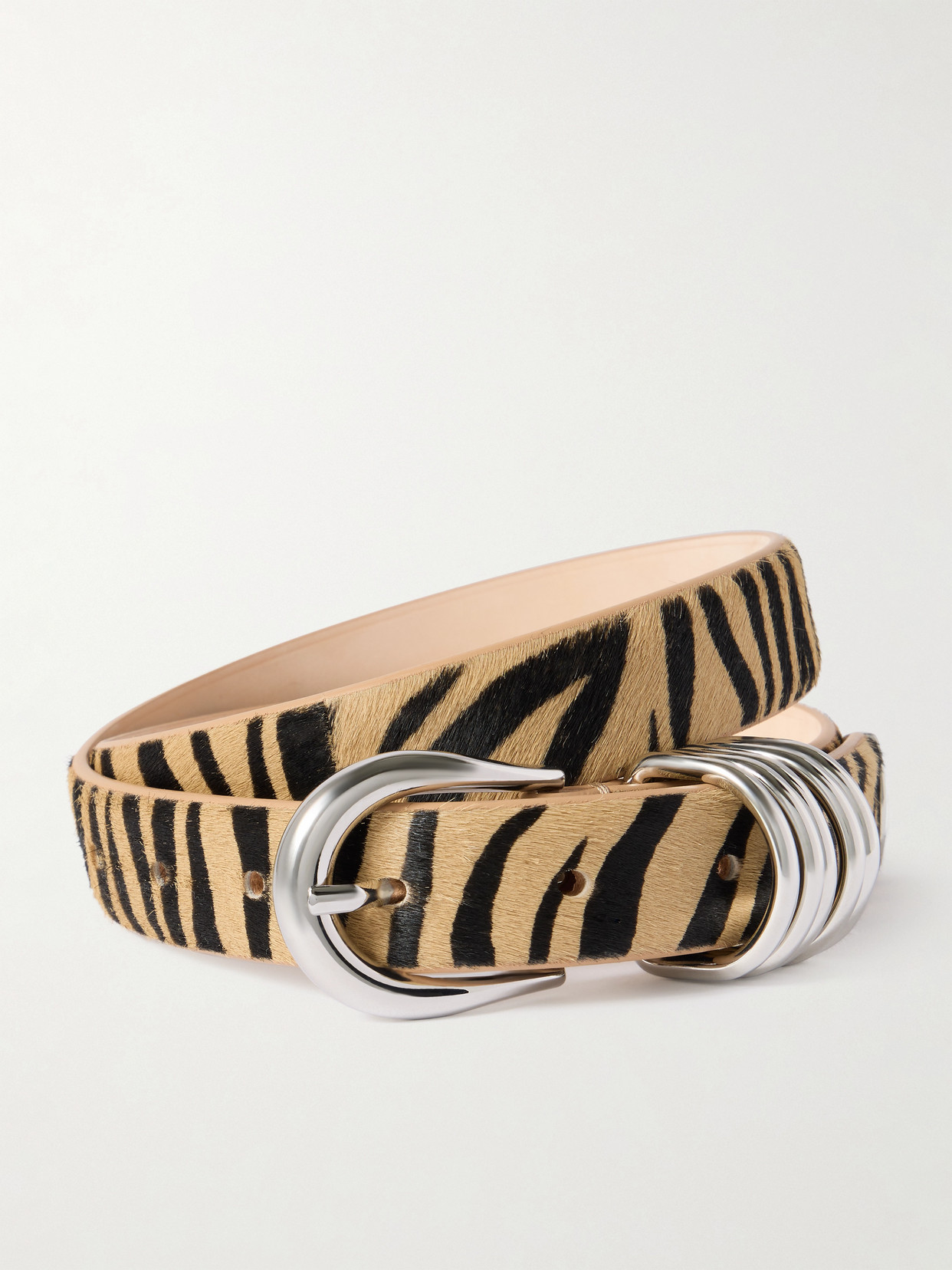 Dehanche Hollyhock Zebra-print Calf Hair Belt In Brown