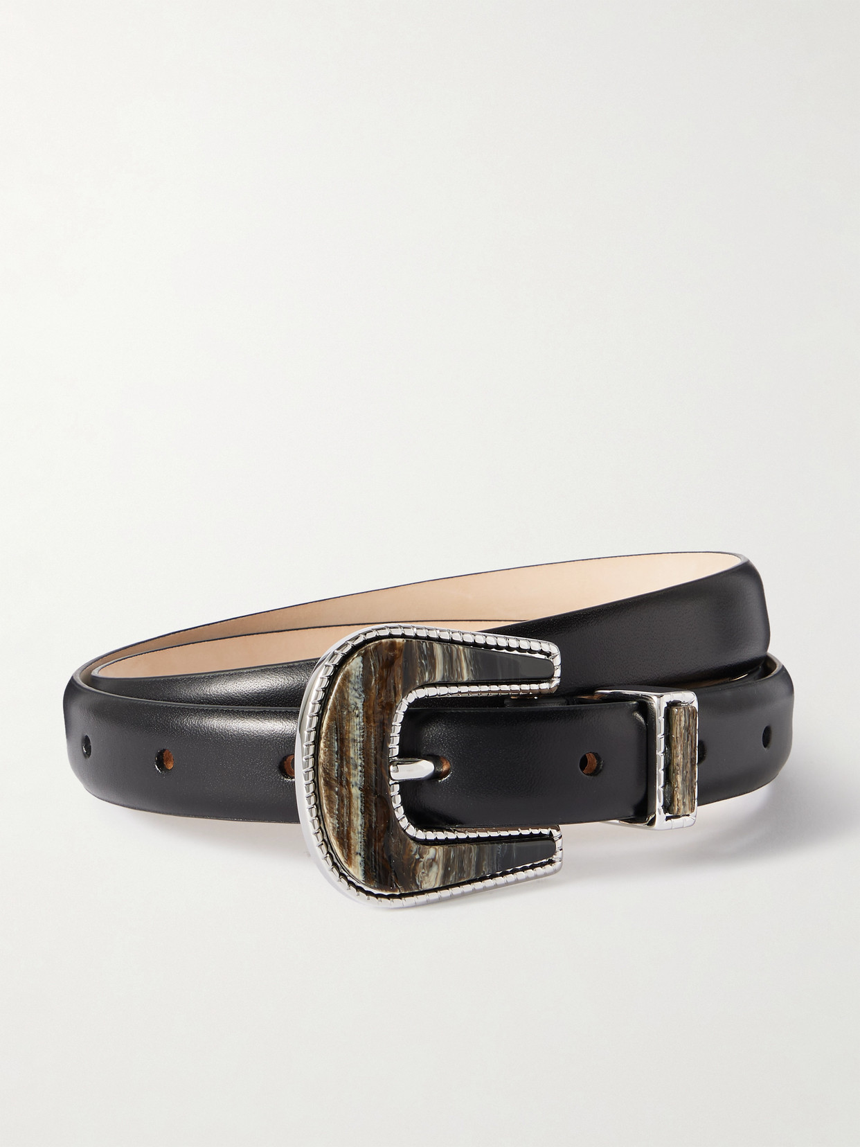 Dehanche Travertine Embellished Leather Belt