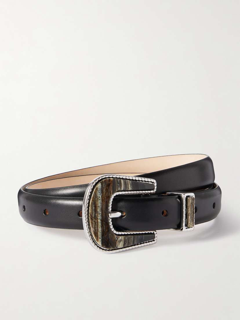 Déhanche Travertine Embellished Leather Belt