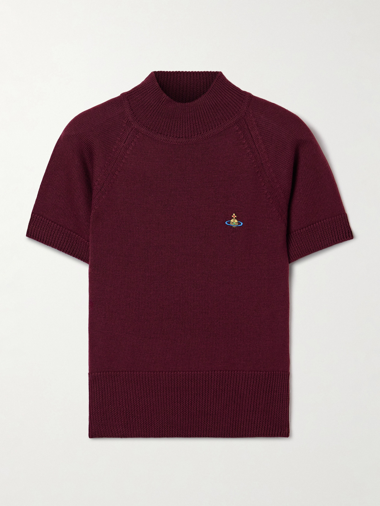 Vivienne Westwood Bea Logo-embroidered Wool Turtleneck Sweater In Burgundy