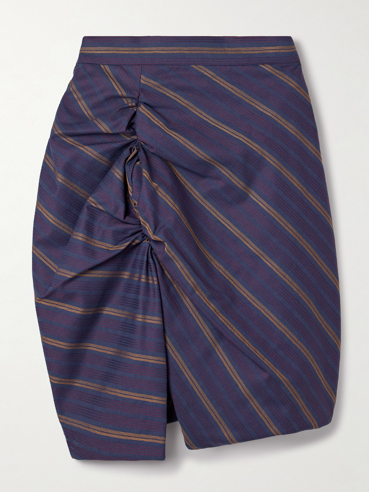 Vivienne Westwood Panther Gathered Striped Cotton-blend Twill Mini Skirt In Purple