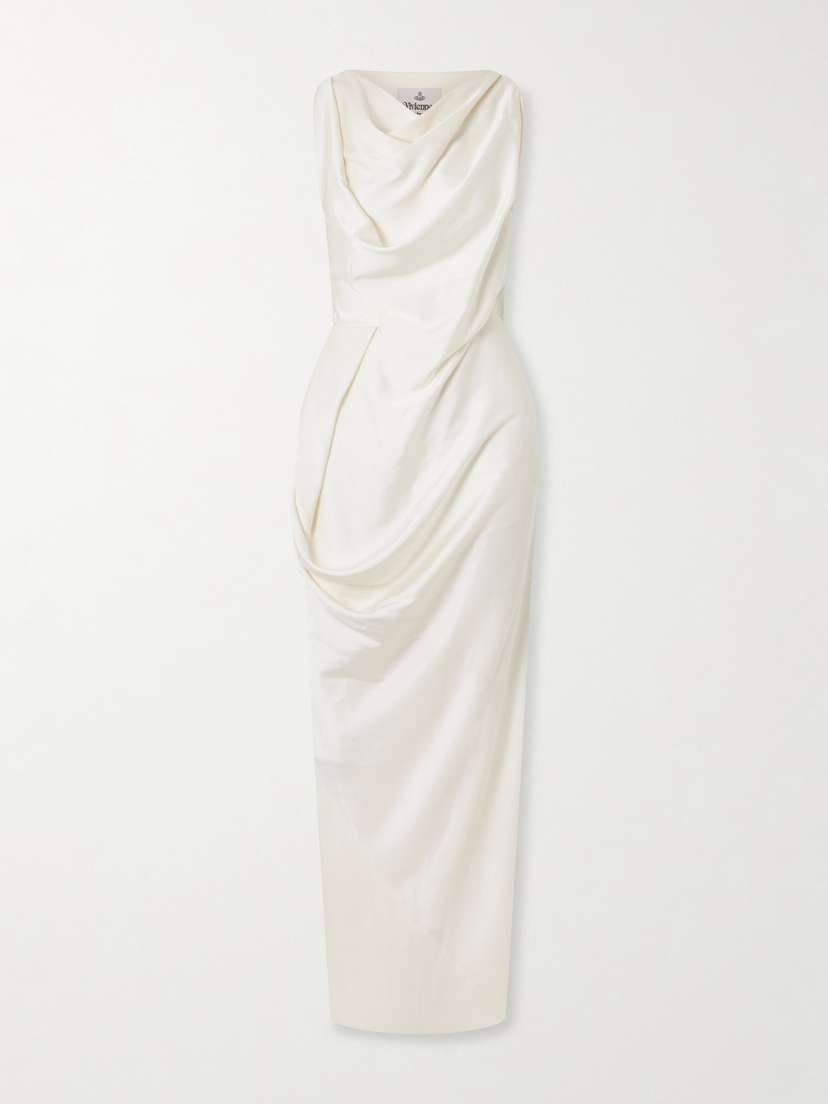 Vivienne Westwood Long Fond Draped Crinkled-satin Maxi Dress