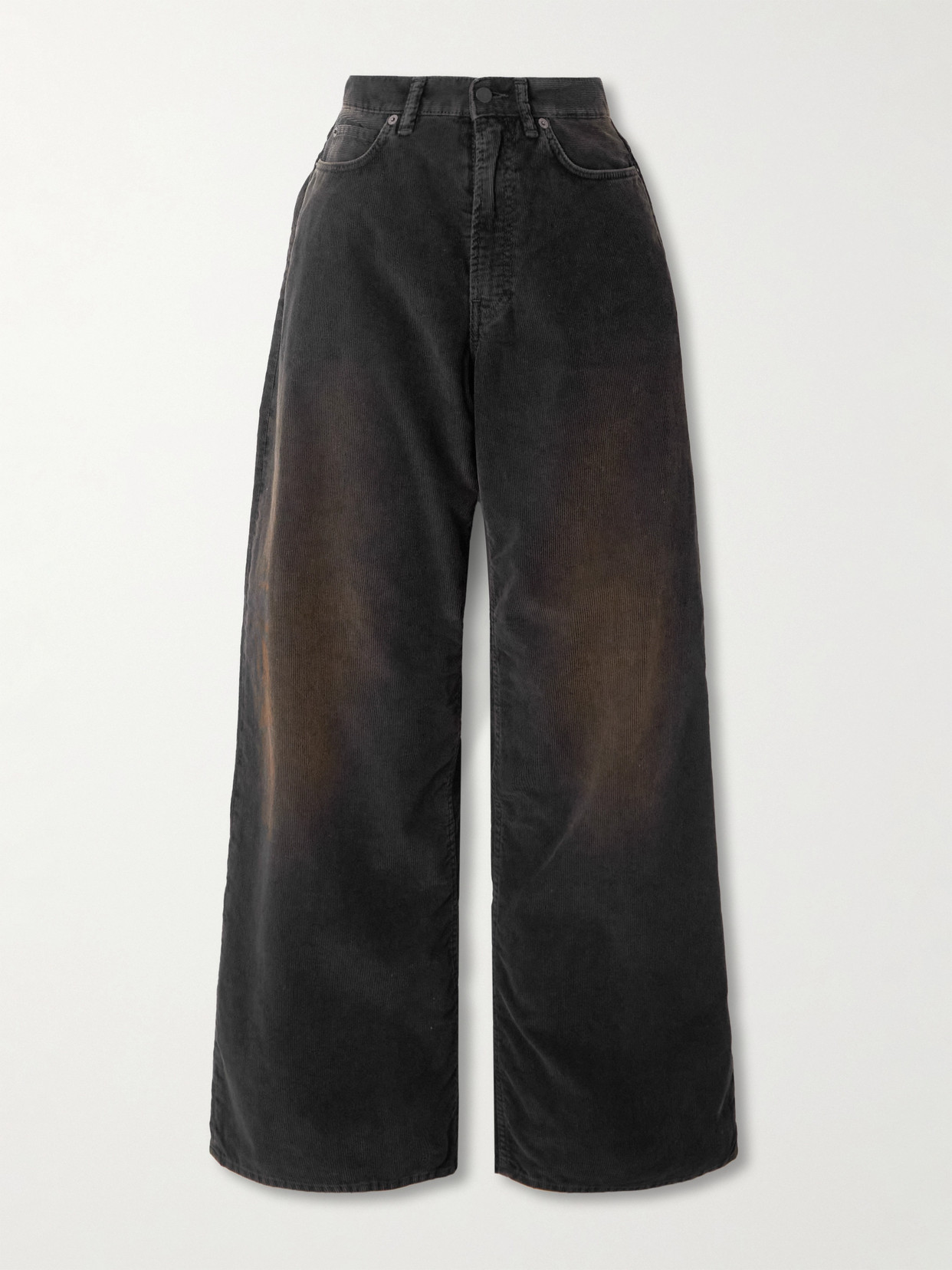 Acne Studios 1981 Organic Cotton-corduroy Wide-leg Pants In Black