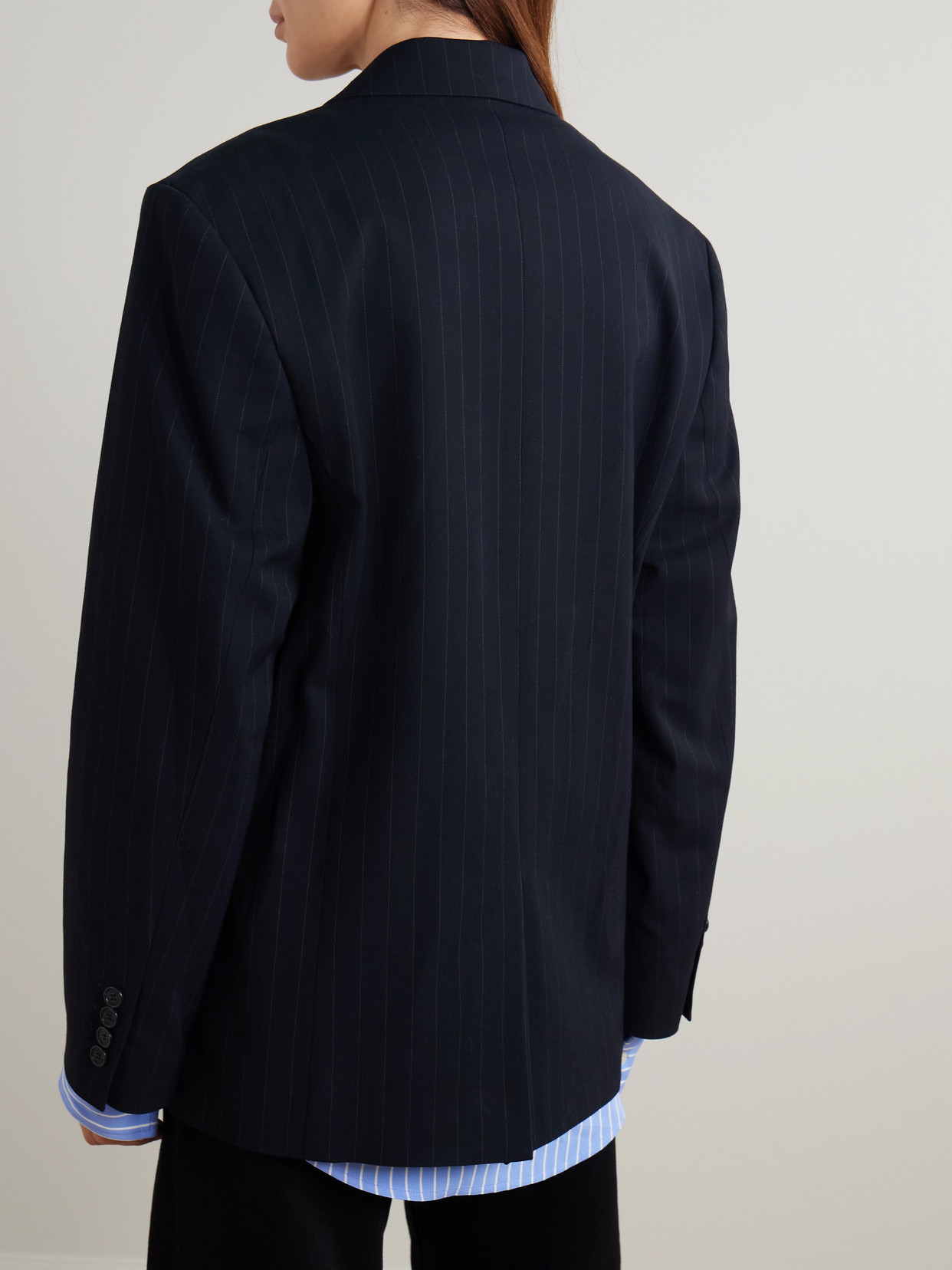 Acne Studios Pinstripe Single-breasted Blazer In Blue