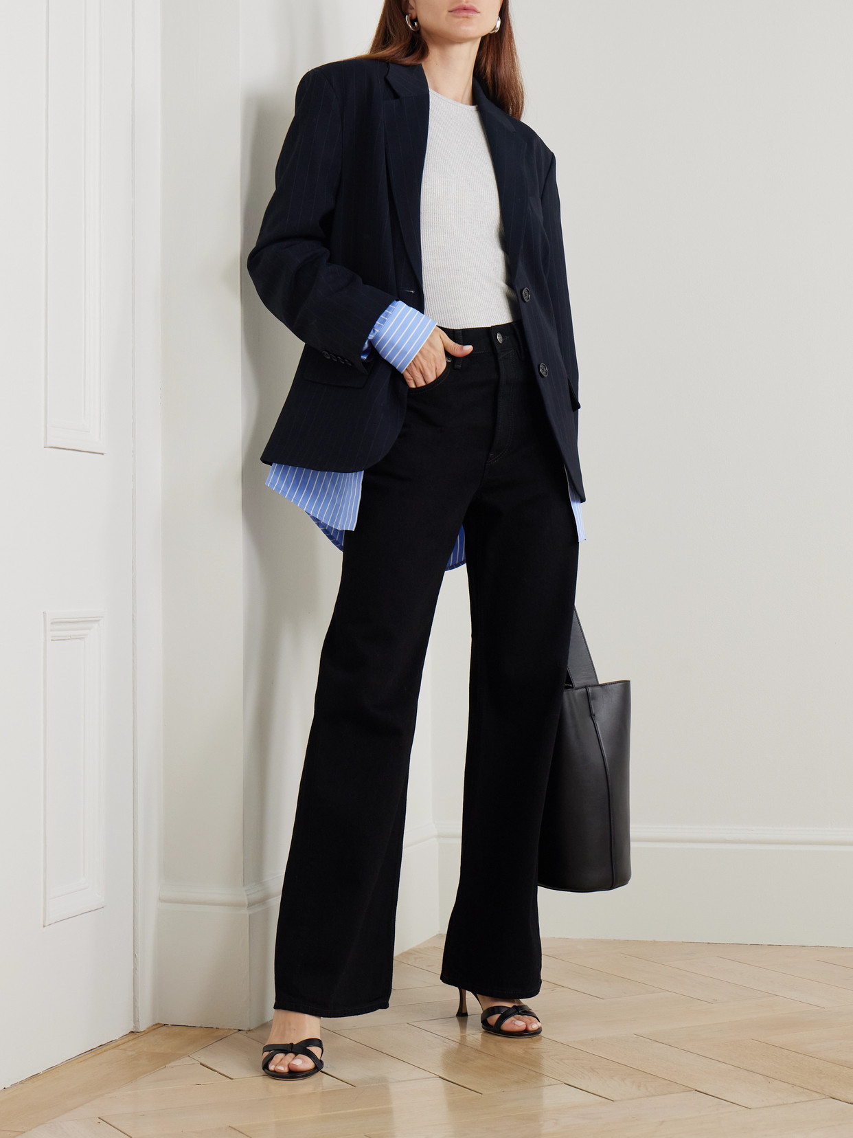 Acne Studios Pinstripe Single-breasted Blazer In Blue