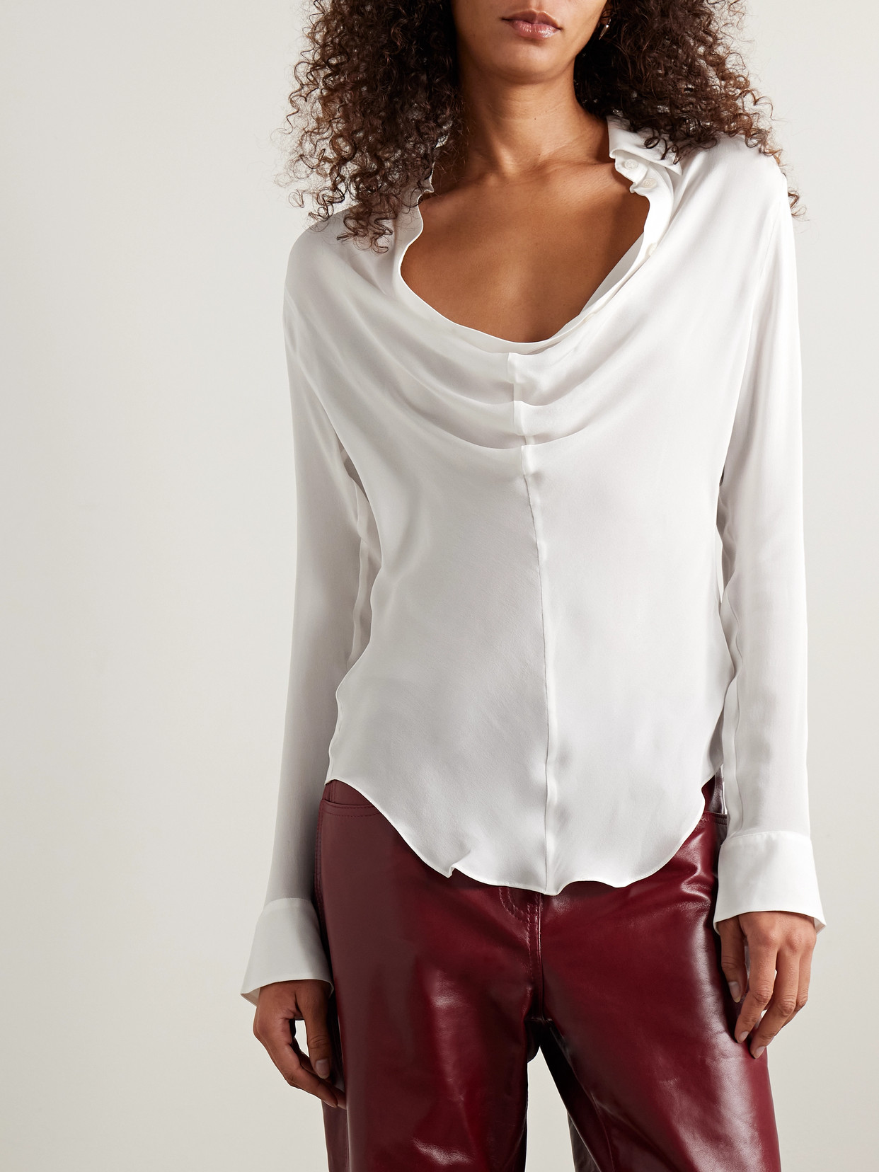 Acne Studios Draped Silk-georgette Blouse In White