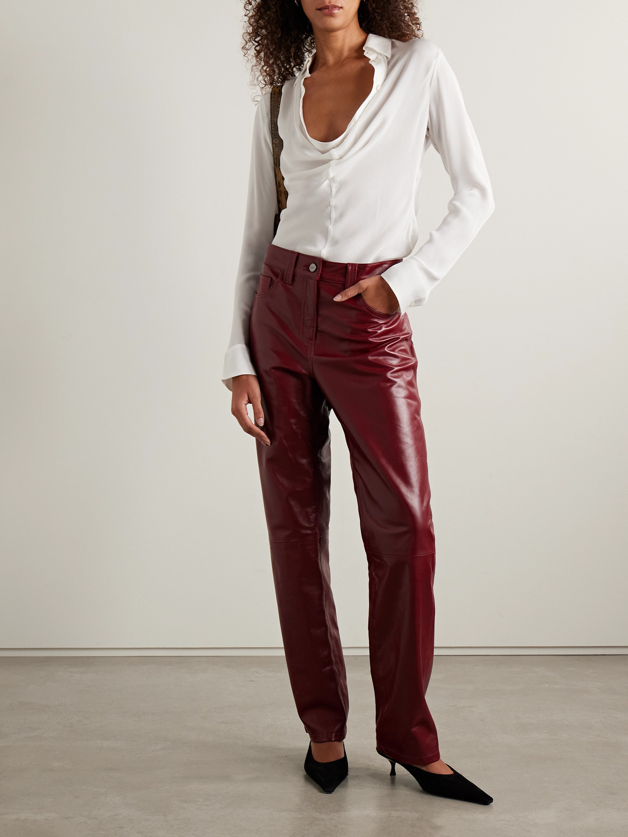 Acne Studios Draped Silk-georgette Blouse In White