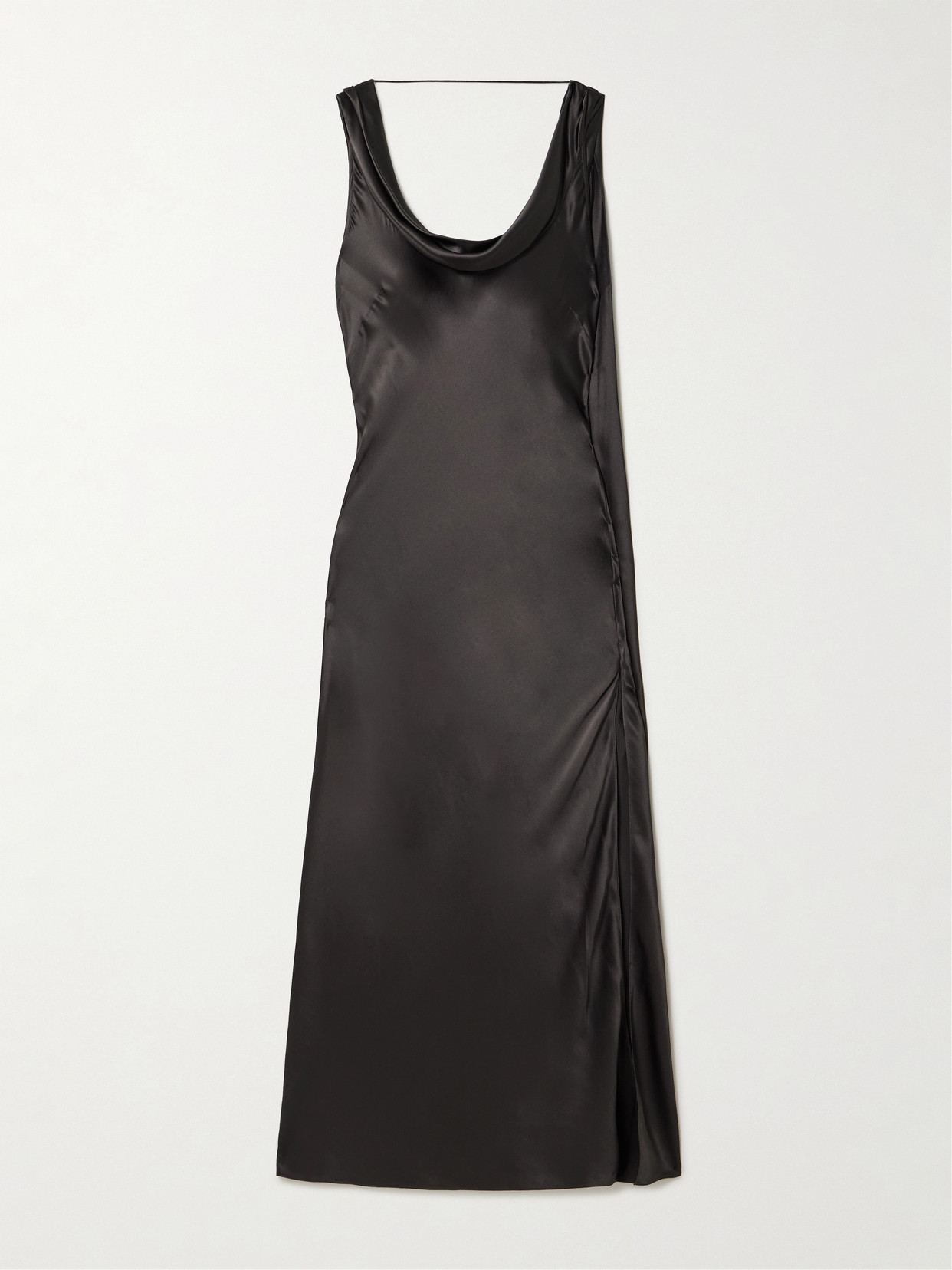 Acne Studios Open-back Draped Silk-satin Midi Dress In Black
