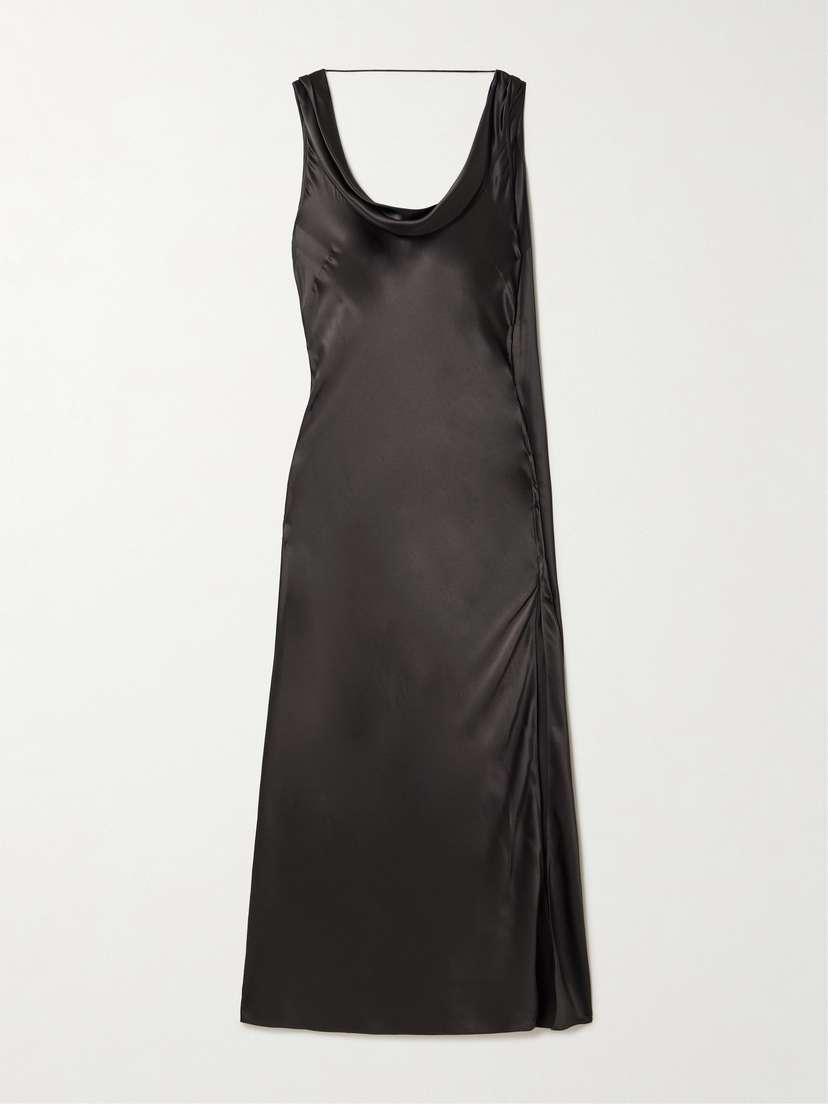 Acne Studios Open-back Draped Silk-satin Midi Dress