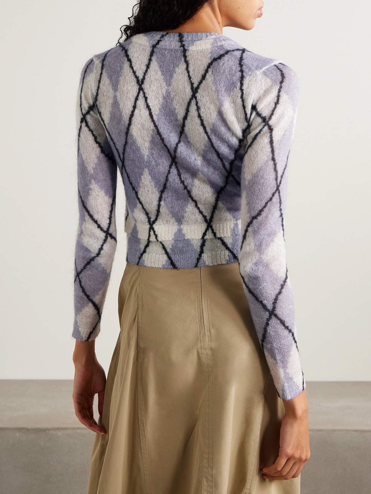 Acne Studios Layered Argyle Mohair-blend Sweater In Purple