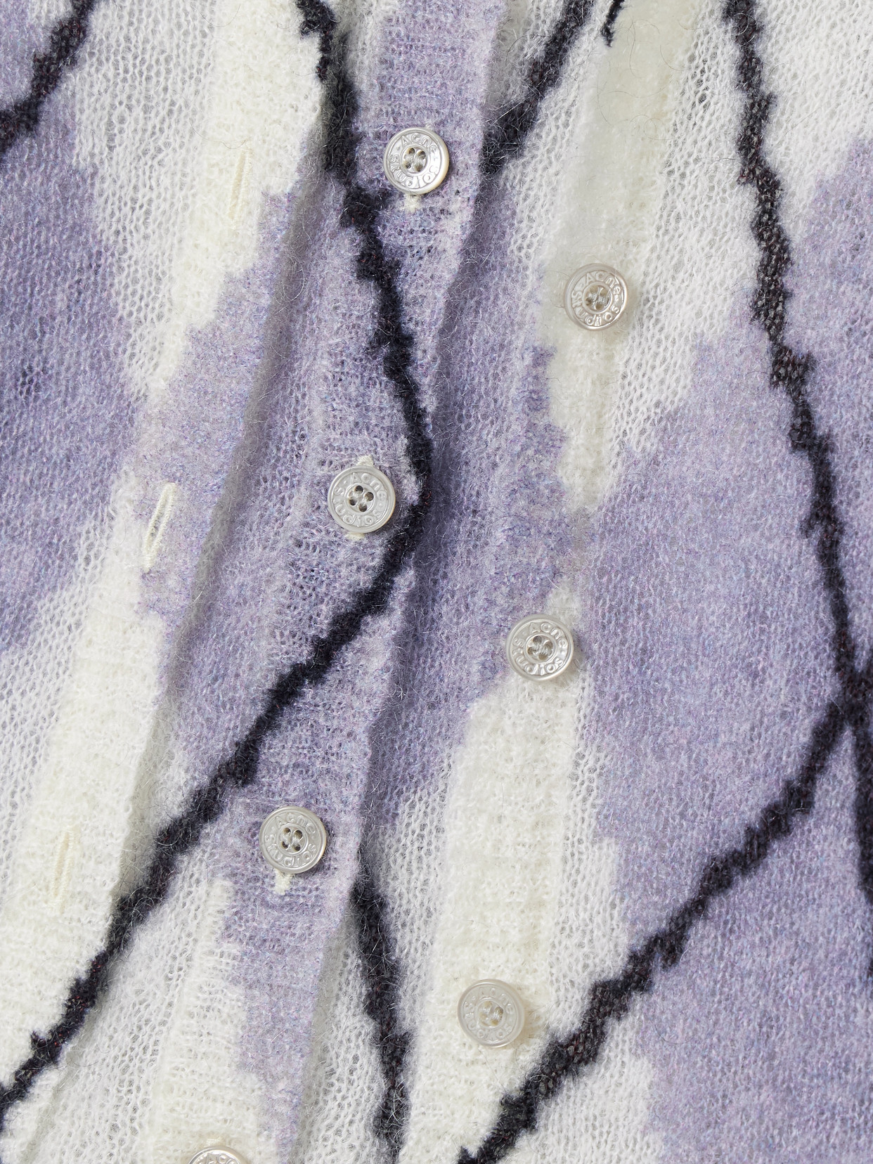 Acne Studios Layered Argyle Mohair-blend Sweater In Purple