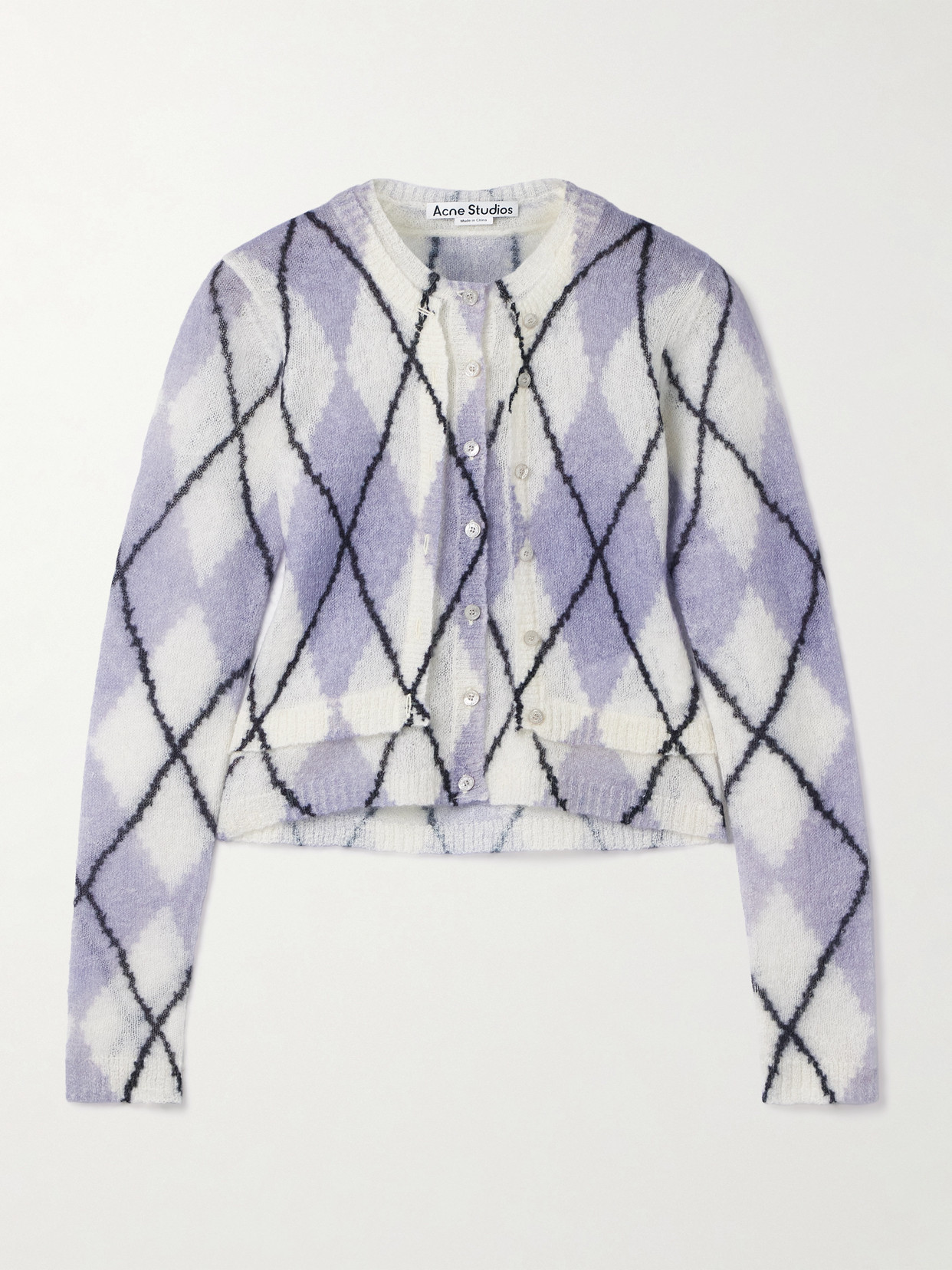 Acne Studios Layered Argyle Mohair-blend Sweater In Purple