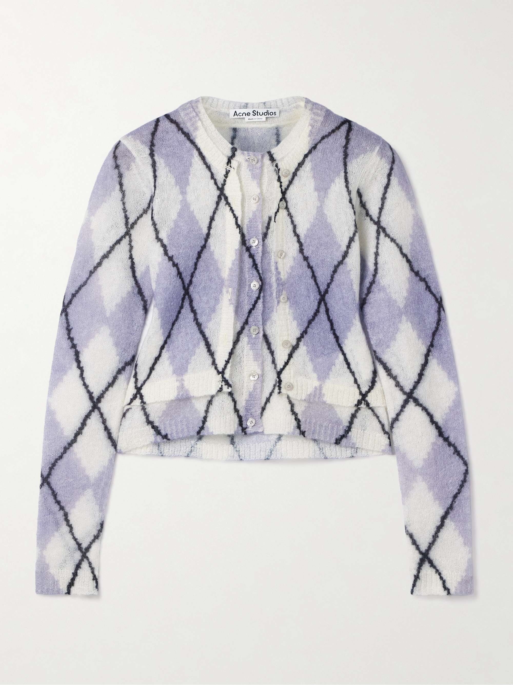 ACNE STUDIOS Layered argyle mohair-blend sweater | NET-A-PORTER